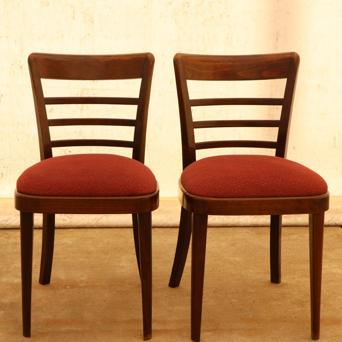 Set of 4 dining chairs by TON - successor to Thonet in the former Czechoslovakia.
These chairs were made in the 1950s. Made of beechwood and upholstered in fabric. The chairs are in very good Vintage condition, with slight wear. Marked TON