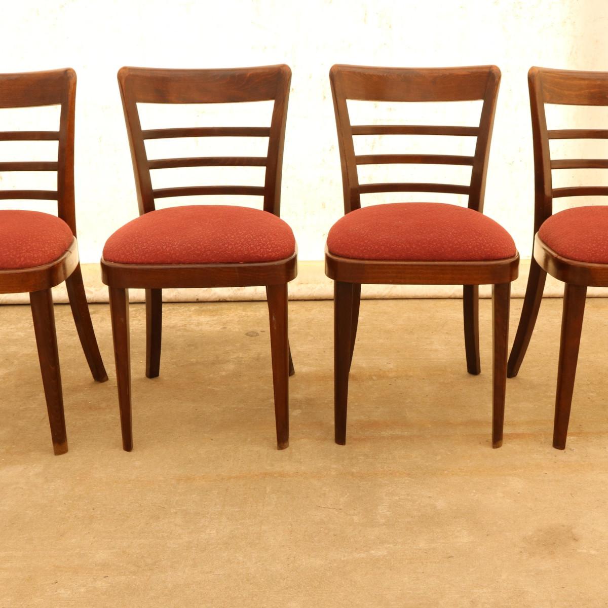 Set of Four Midcentury Dining Chairs Ton, Czechoslovakia, 1950s In Excellent Condition In Prague 8, CZ