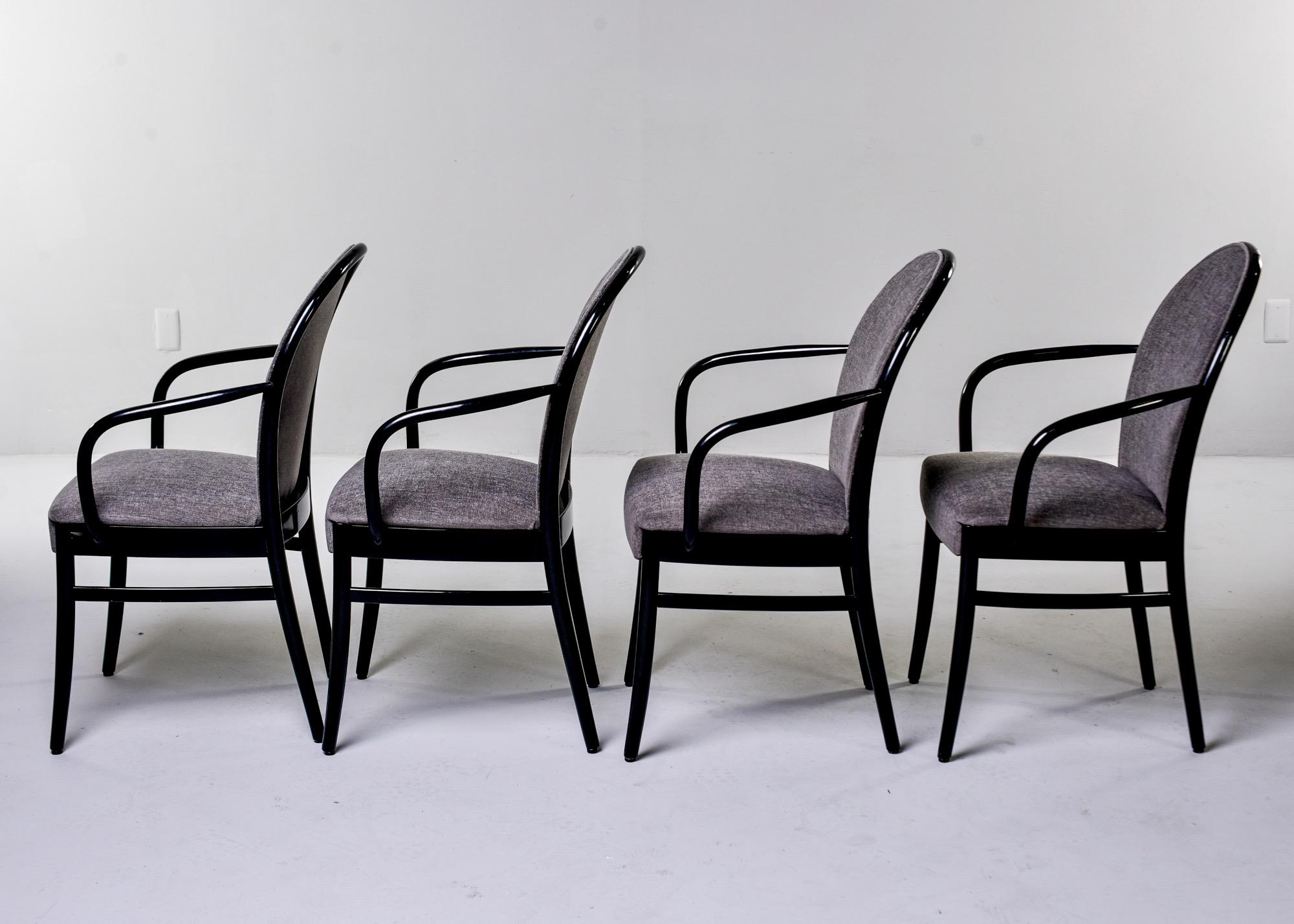 Mid-Century Modern Set of Four Midcentury Ebonized Bentwood Chairs For Sale