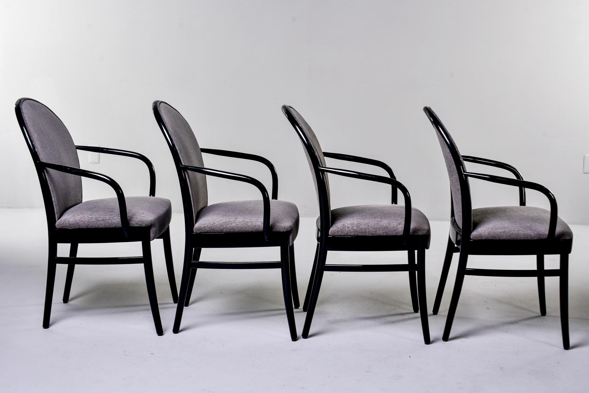 Set of Four Midcentury Ebonized Bentwood Chairs For Sale 1