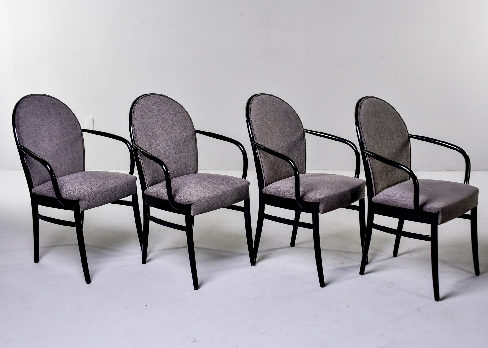 Set of Four Midcentury Ebonized Bentwood Chairs For Sale 2
