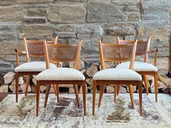 Ensemble de quatre chaises de salle à manger en érable et rotin Edmond Spence du milieu du siècle dernier - Suède
