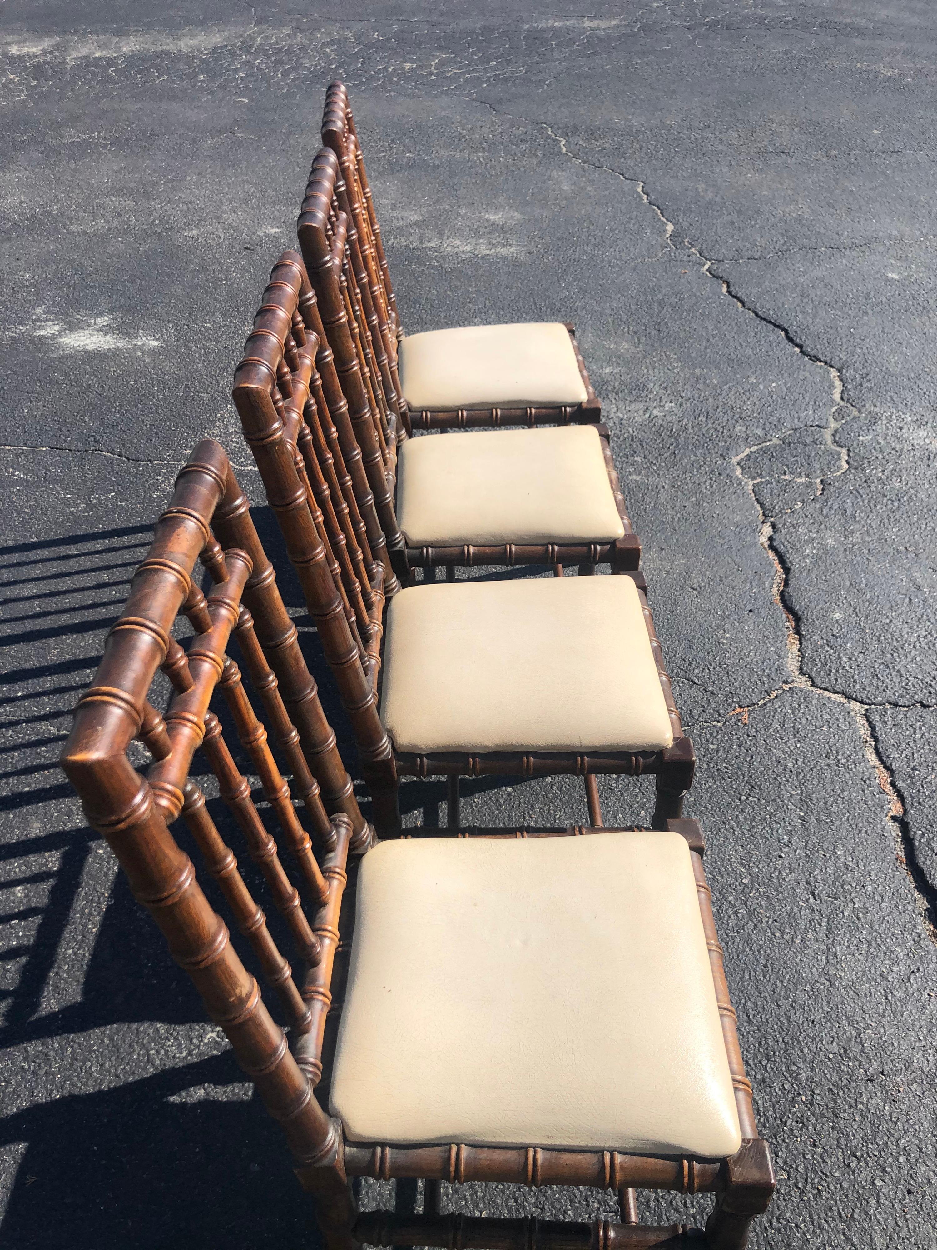 Set of Four Mid Century Faux Bamboo Chairs 5