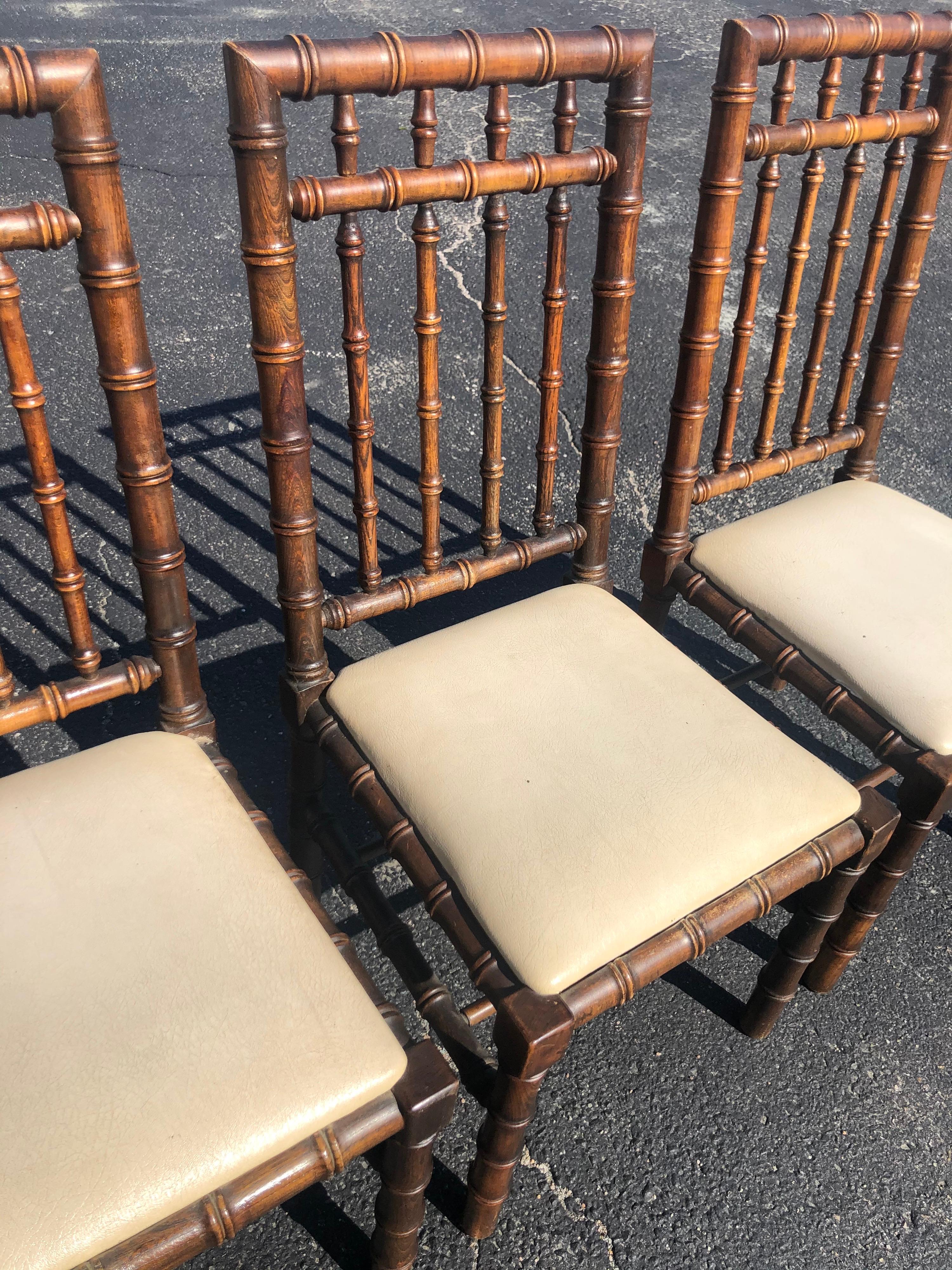 Set of Four Mid Century Faux Bamboo Chairs 6