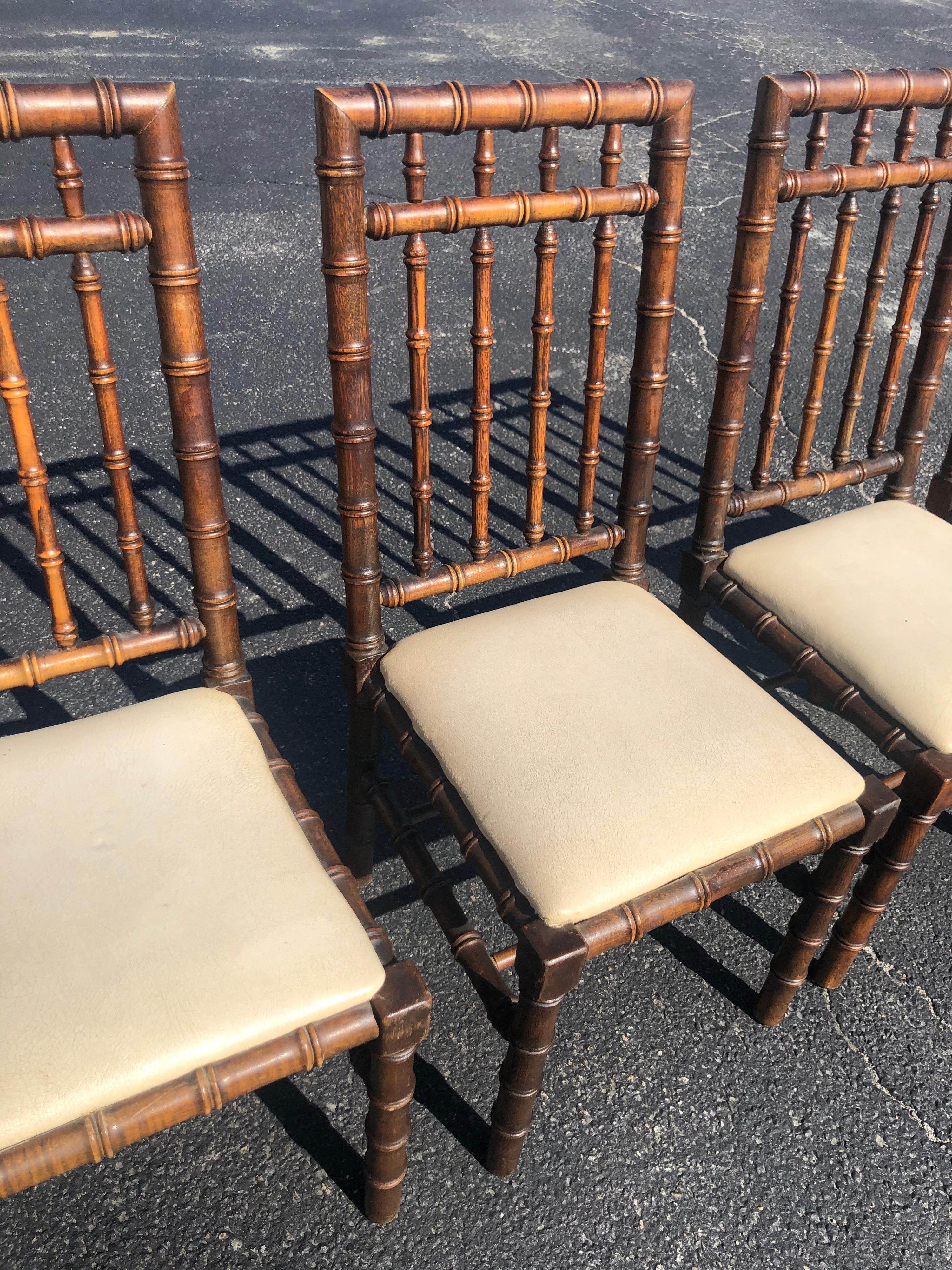 Set of Four Mid Century Faux Bamboo Chairs 7