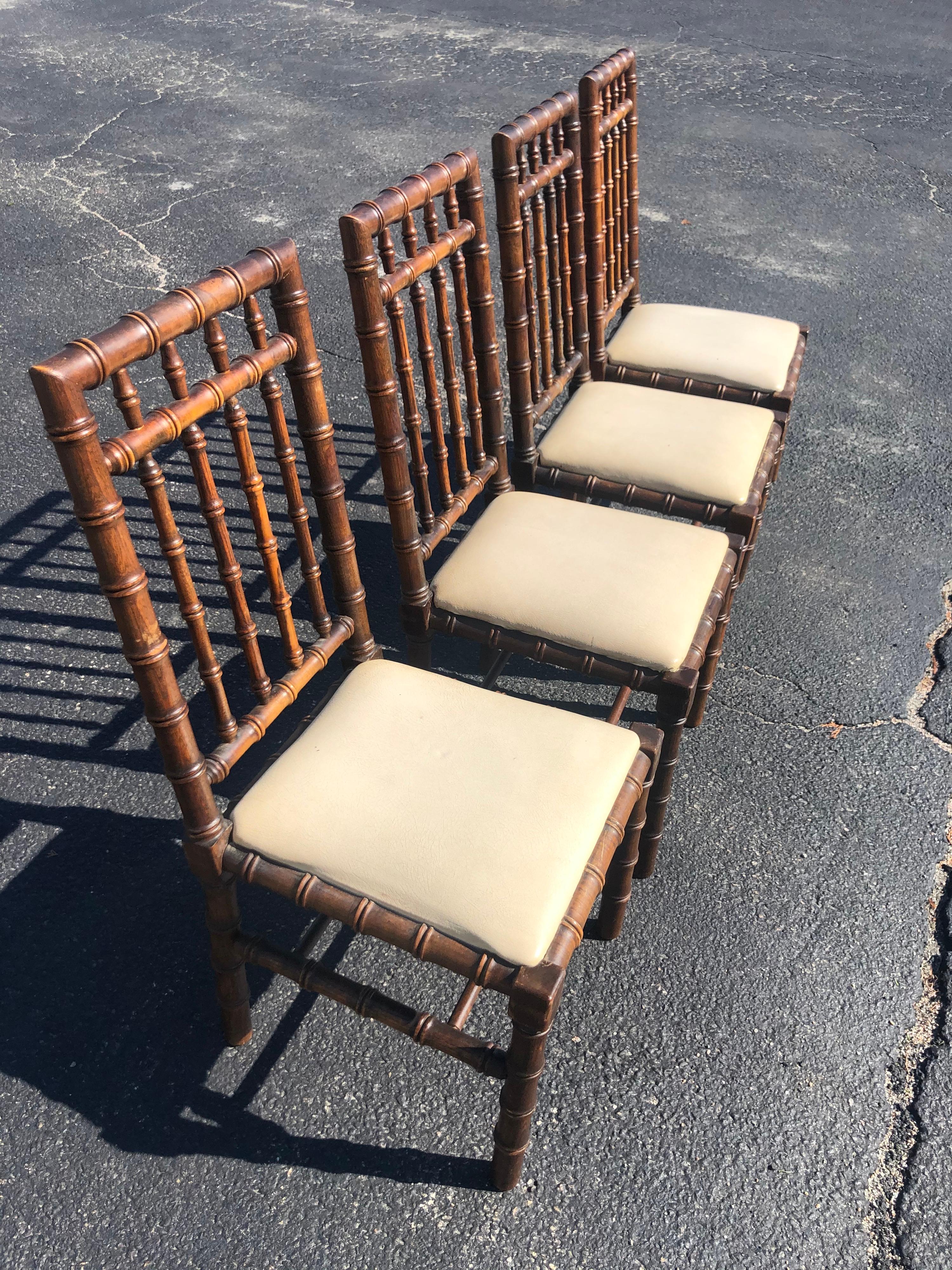 Set of Four Mid Century Faux Bamboo Chairs 8