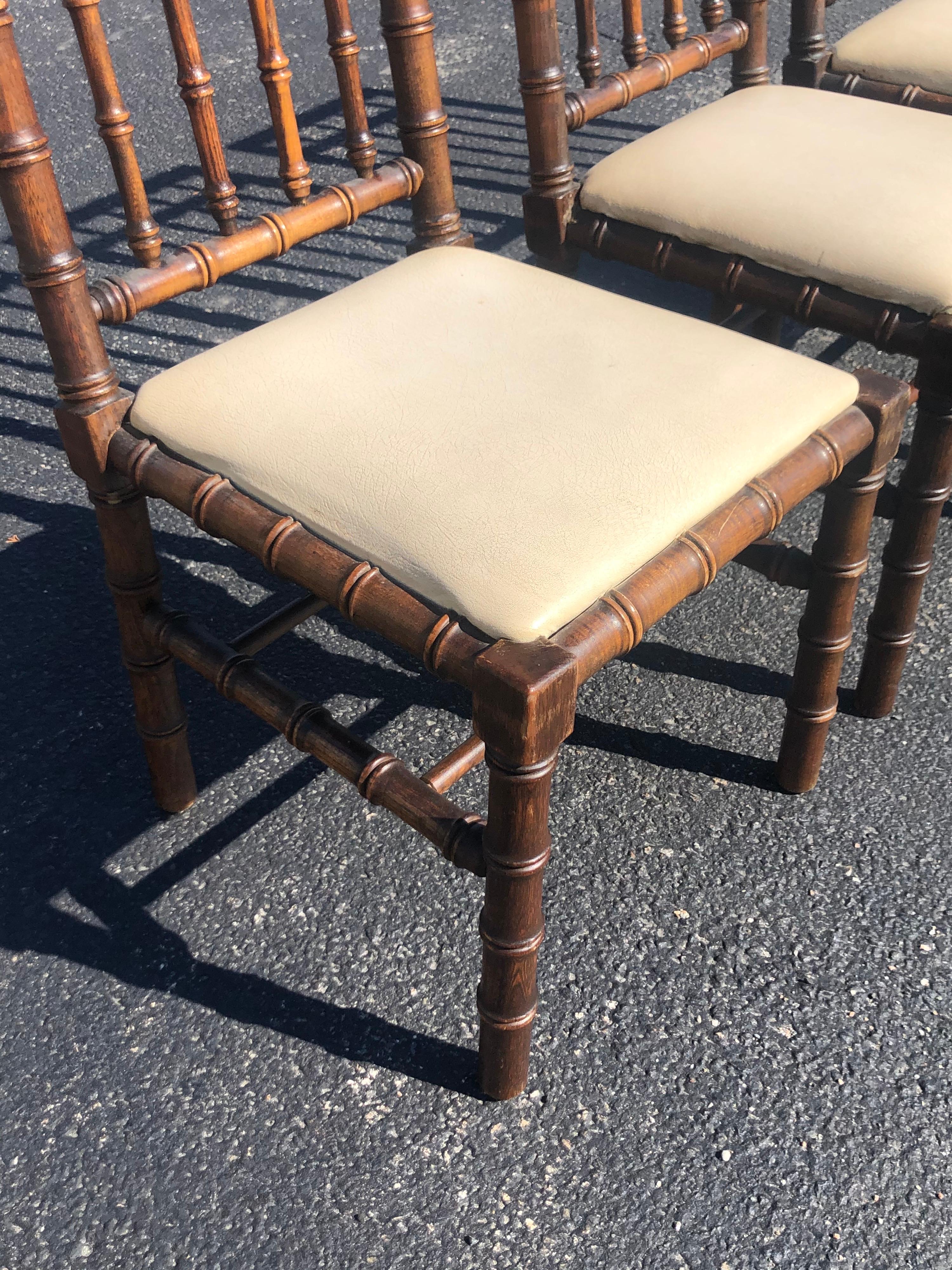 Set of Four Mid Century Faux Bamboo Chairs 10