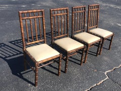 Set of Four Mid Century Faux Bamboo Chairs