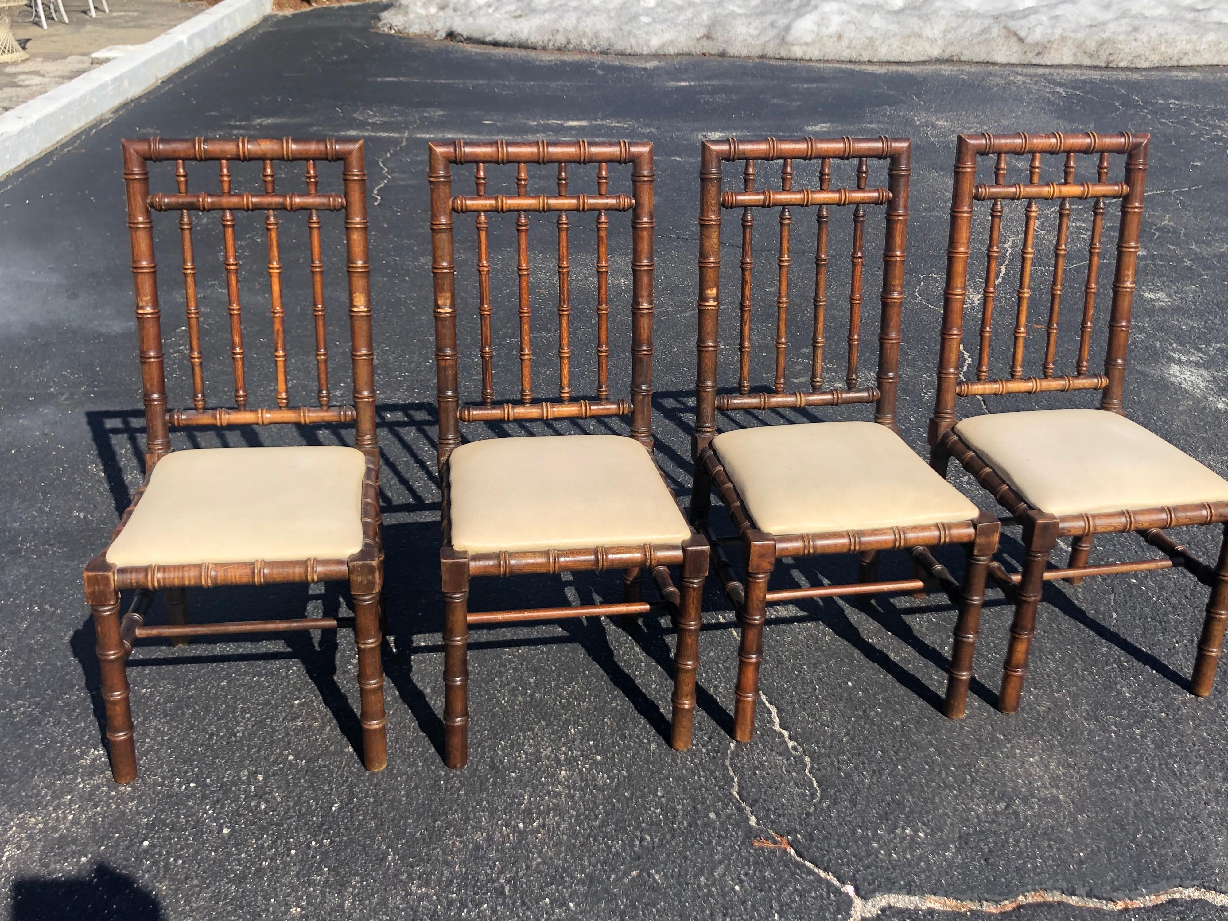 Mid-Century Modern Set of Four Mid Century Faux Bamboo Chairs