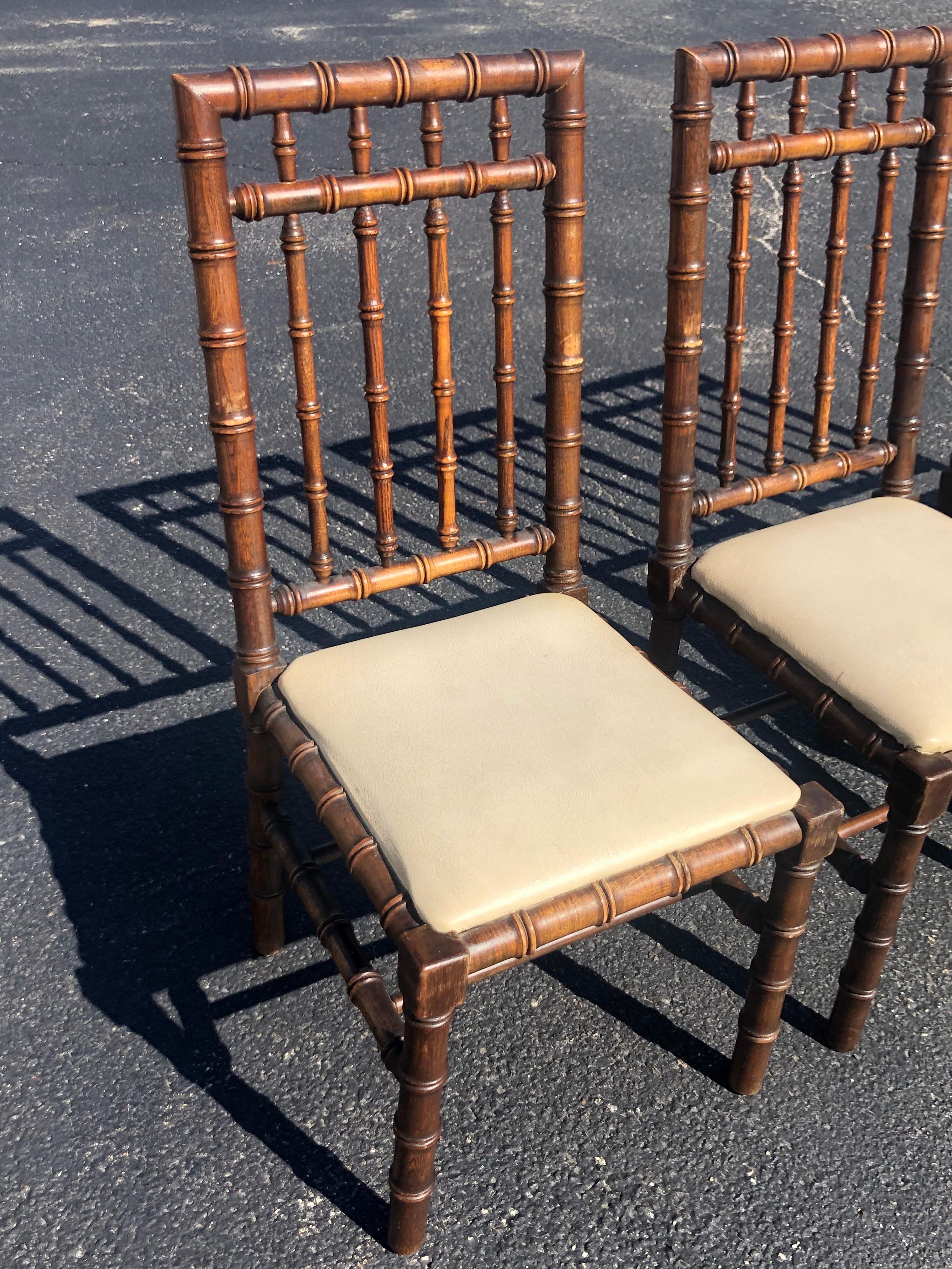 Set of Four Mid Century Faux Bamboo Chairs 1