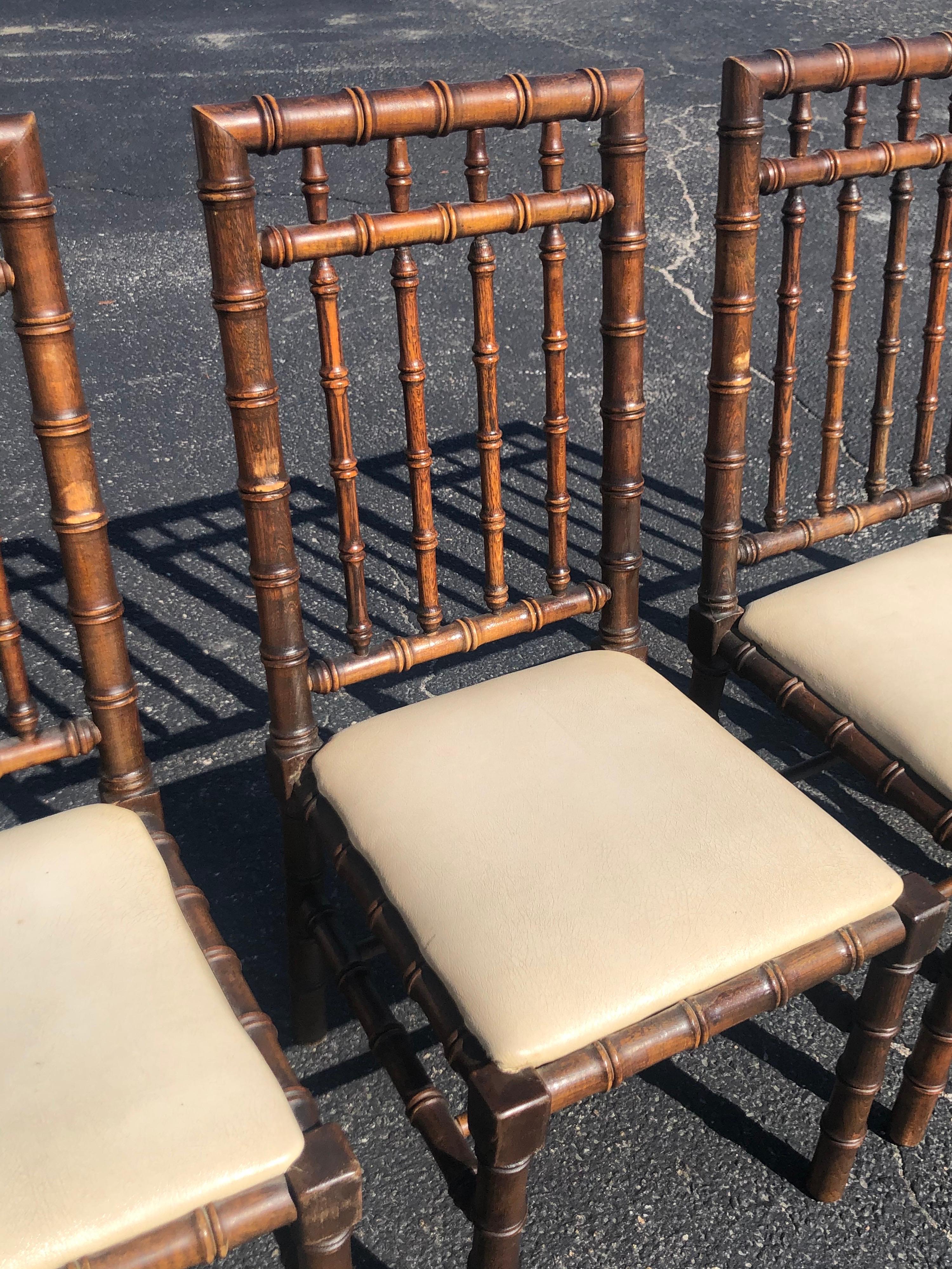 Set of Four Mid Century Faux Bamboo Chairs 2