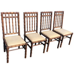 Set of Four Mid Century Faux Bamboo Chairs