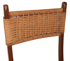 Satz von vier klappbaren Seil-Esszimmerstühlen von Ebert Wels nach Wegner aus der Mitte des Jahrhunderts