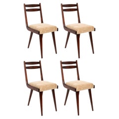 Vintage Set of Four Mid-Century Gazelle II Beige Wood Chairs, Europe, 1960s
