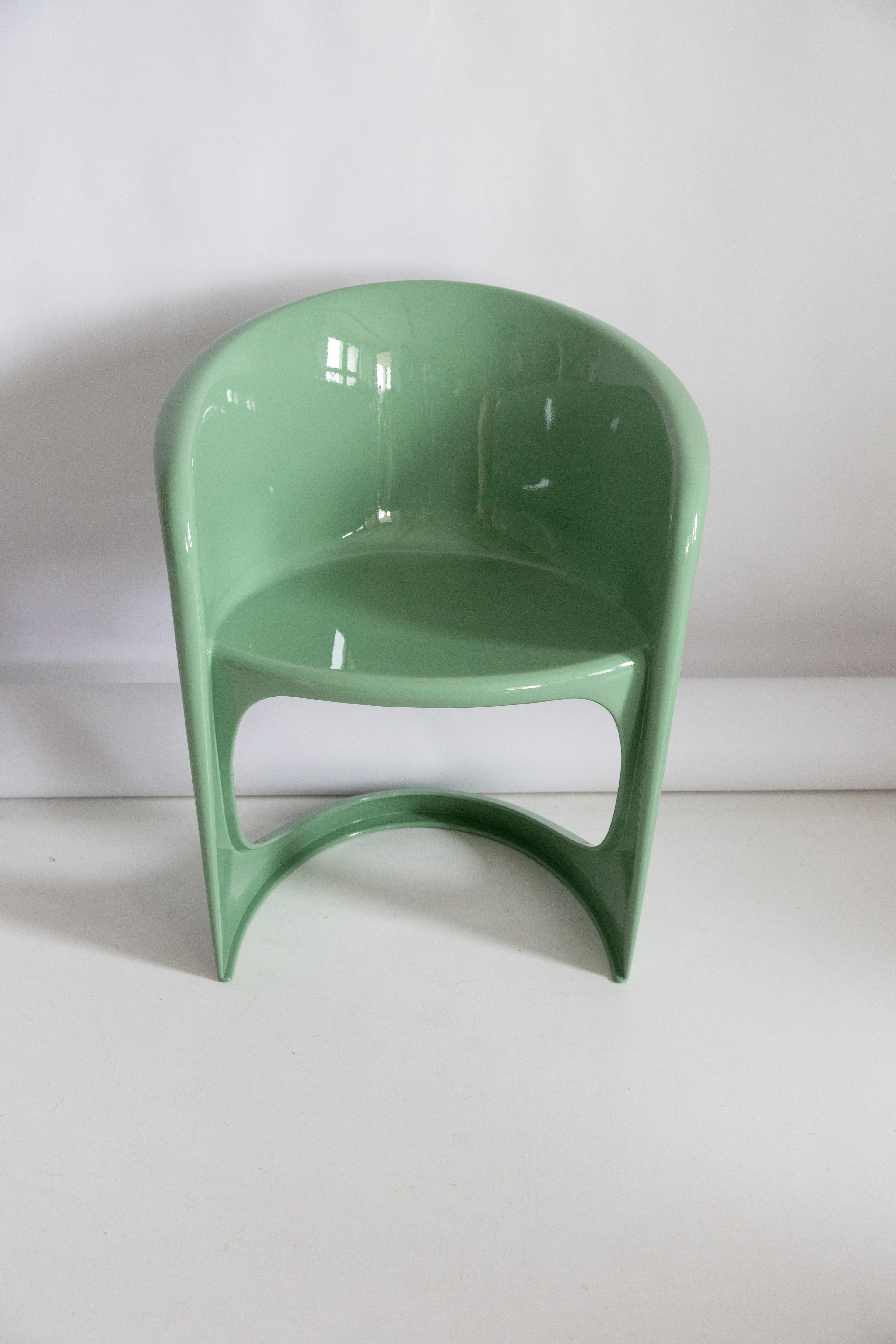 Hand-Painted Set of Four Mid Century Glossy Mint Green Cado Chairs, Steen Østergaard, 1974 For Sale