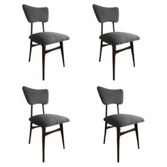 Set of Four Mid-Century Grey Boucle Dining Chairs, Europe, 1960s