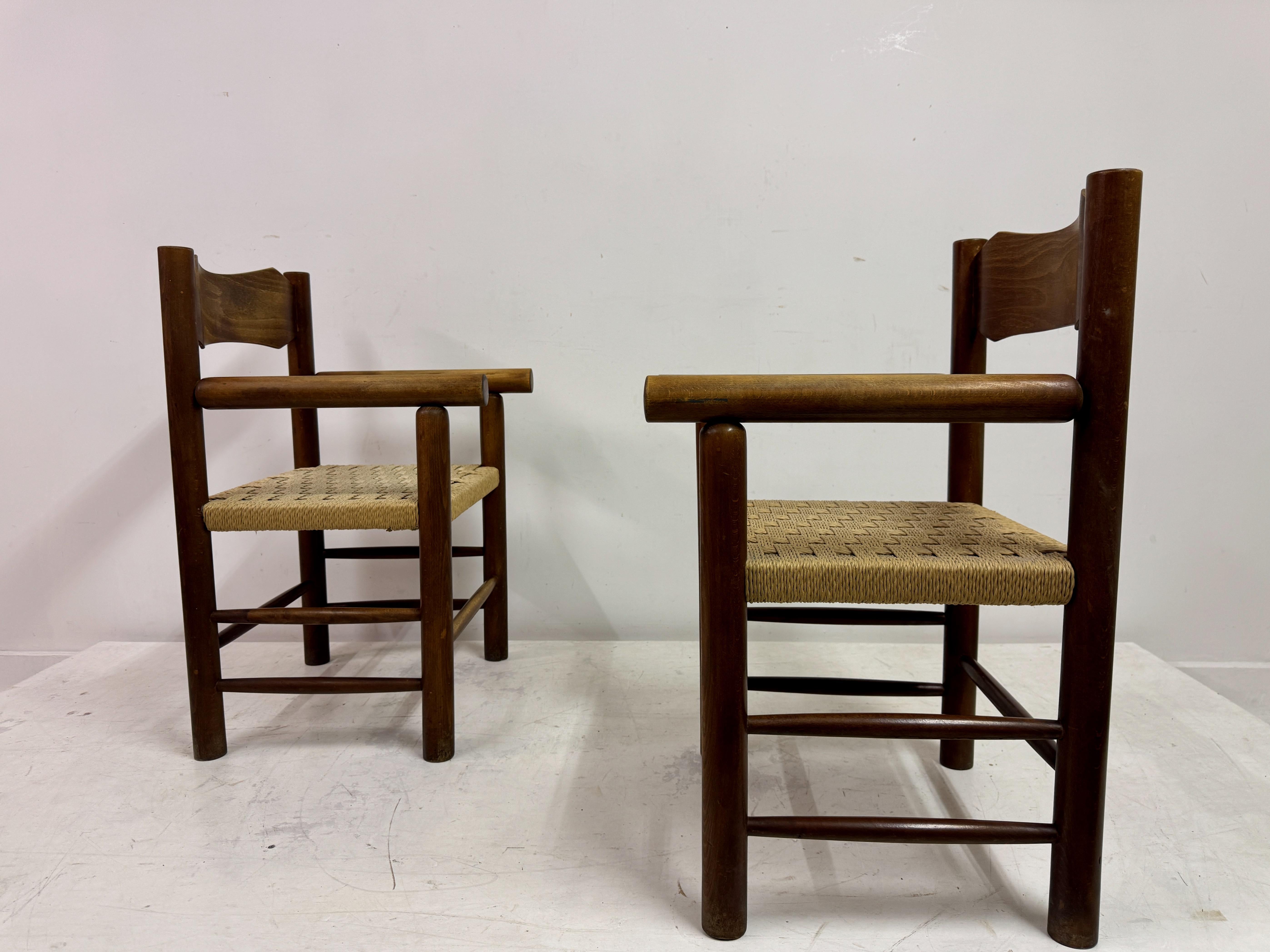 Set Of Four Mid Century Italian Armchairs With Rope Seats For Sale 8