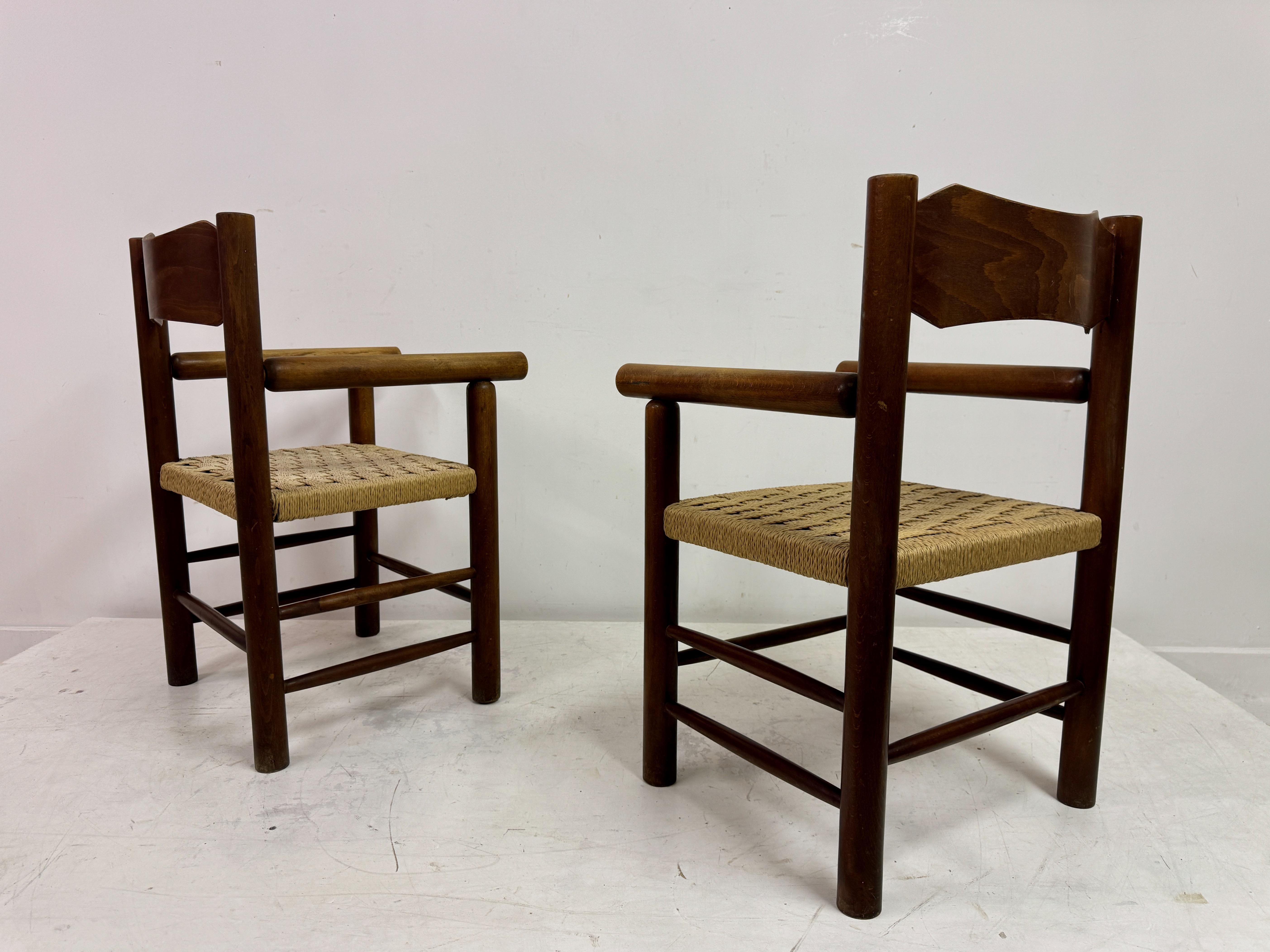 Set Of Four Mid Century Italian Armchairs With Rope Seats For Sale 10