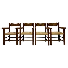 Set Of Four Mid Century Italian Armchairs With Rope Seats