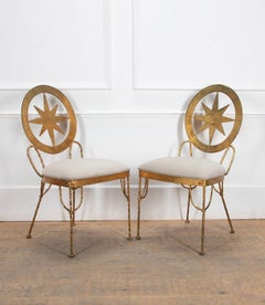 Set di quattro sedie italiane di metà secolo in metallo foglia d'oro