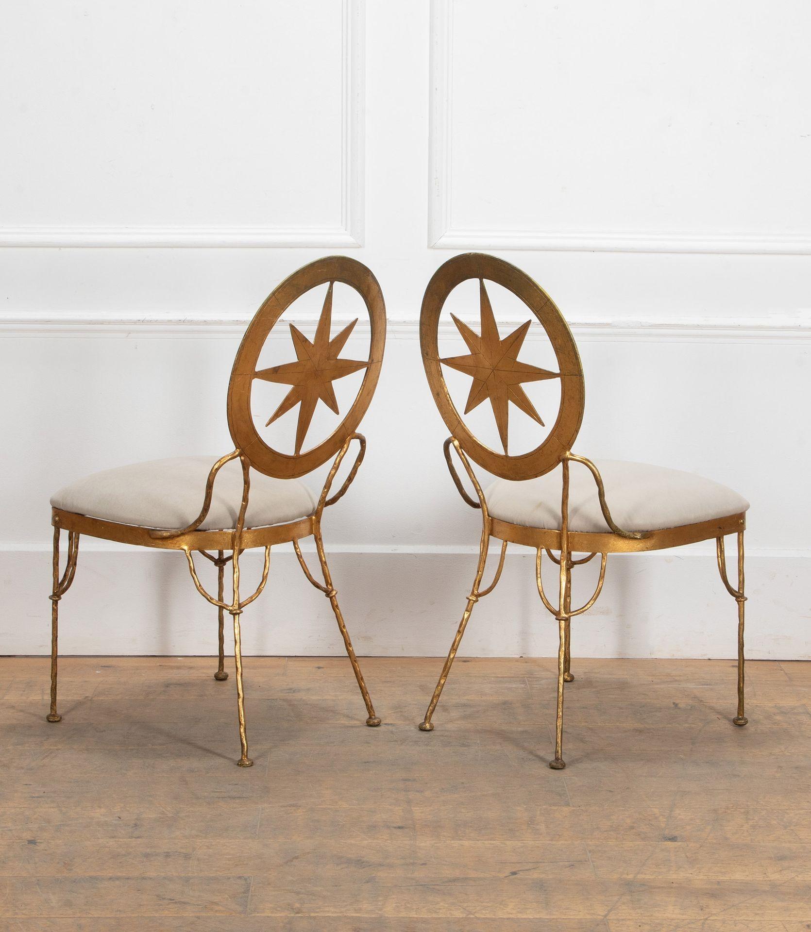 Set of Four Mid-Century Italian Gold Leaf Metal Chairs In Good Condition For Sale In Gloucestershire, GB
