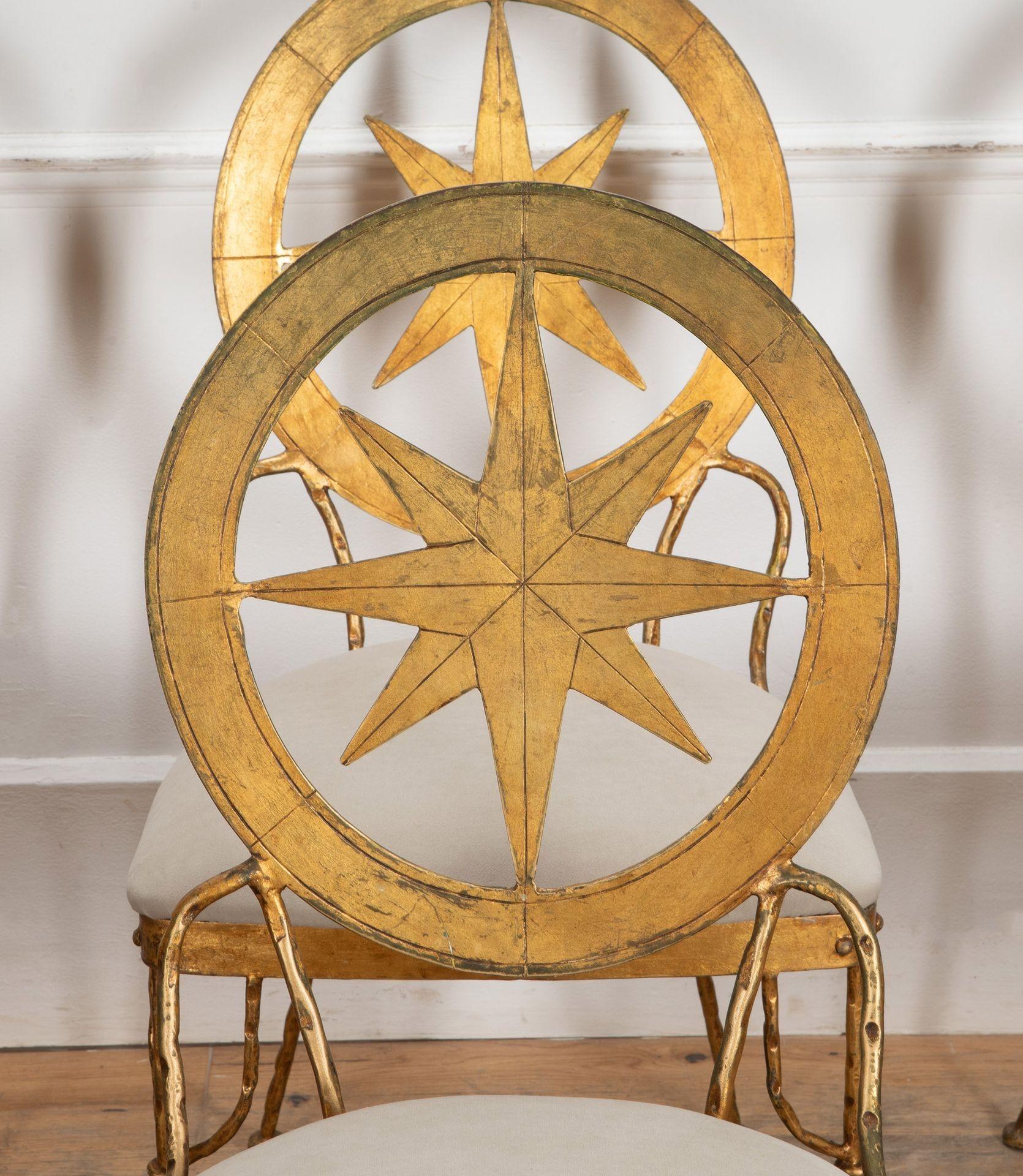 20th Century Set of Four Mid-Century Italian Gold Leaf Metal Chairs For Sale
