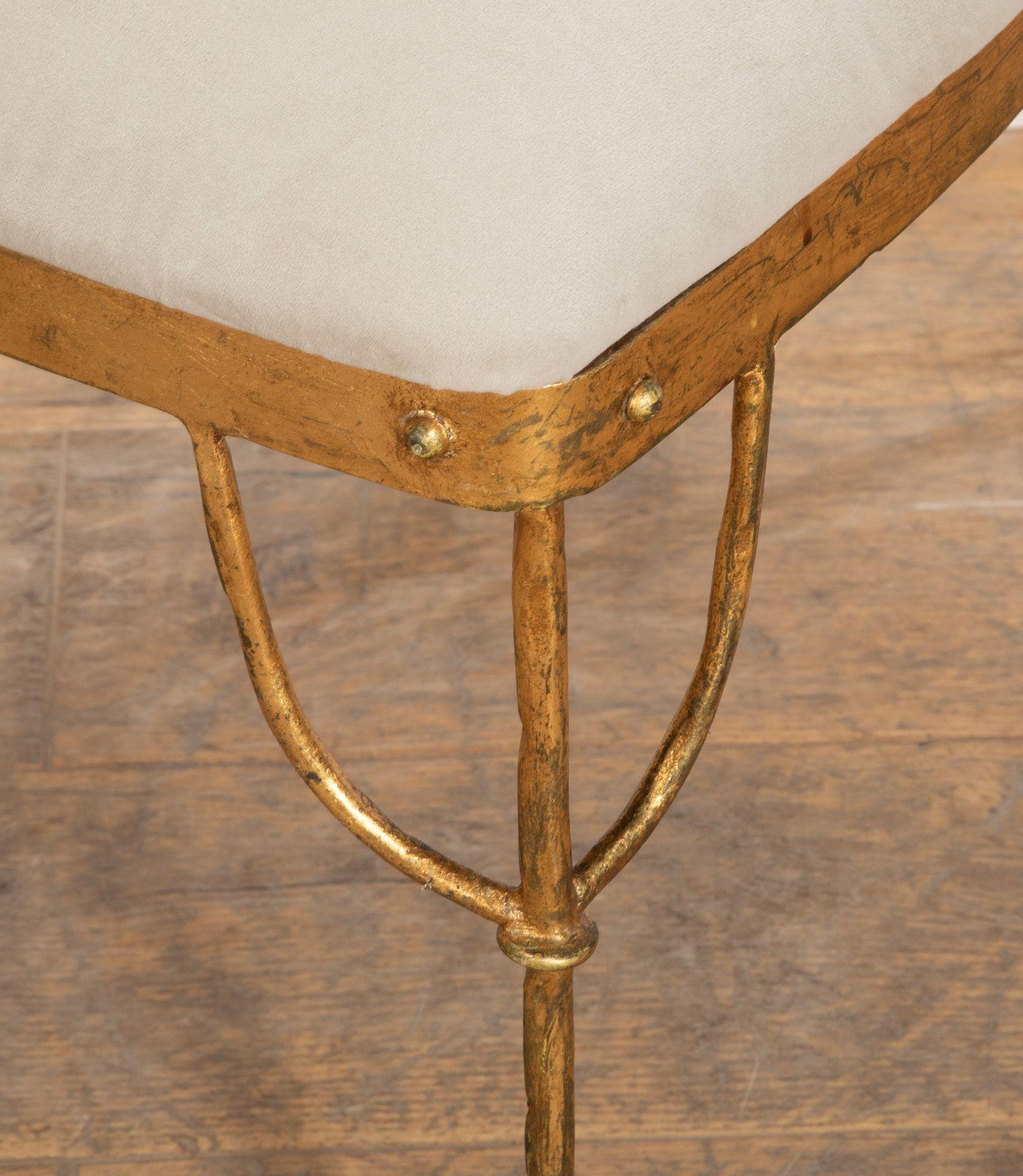 Set of Four Mid-Century Italian Gold Leaf Metal Chairs For Sale 3