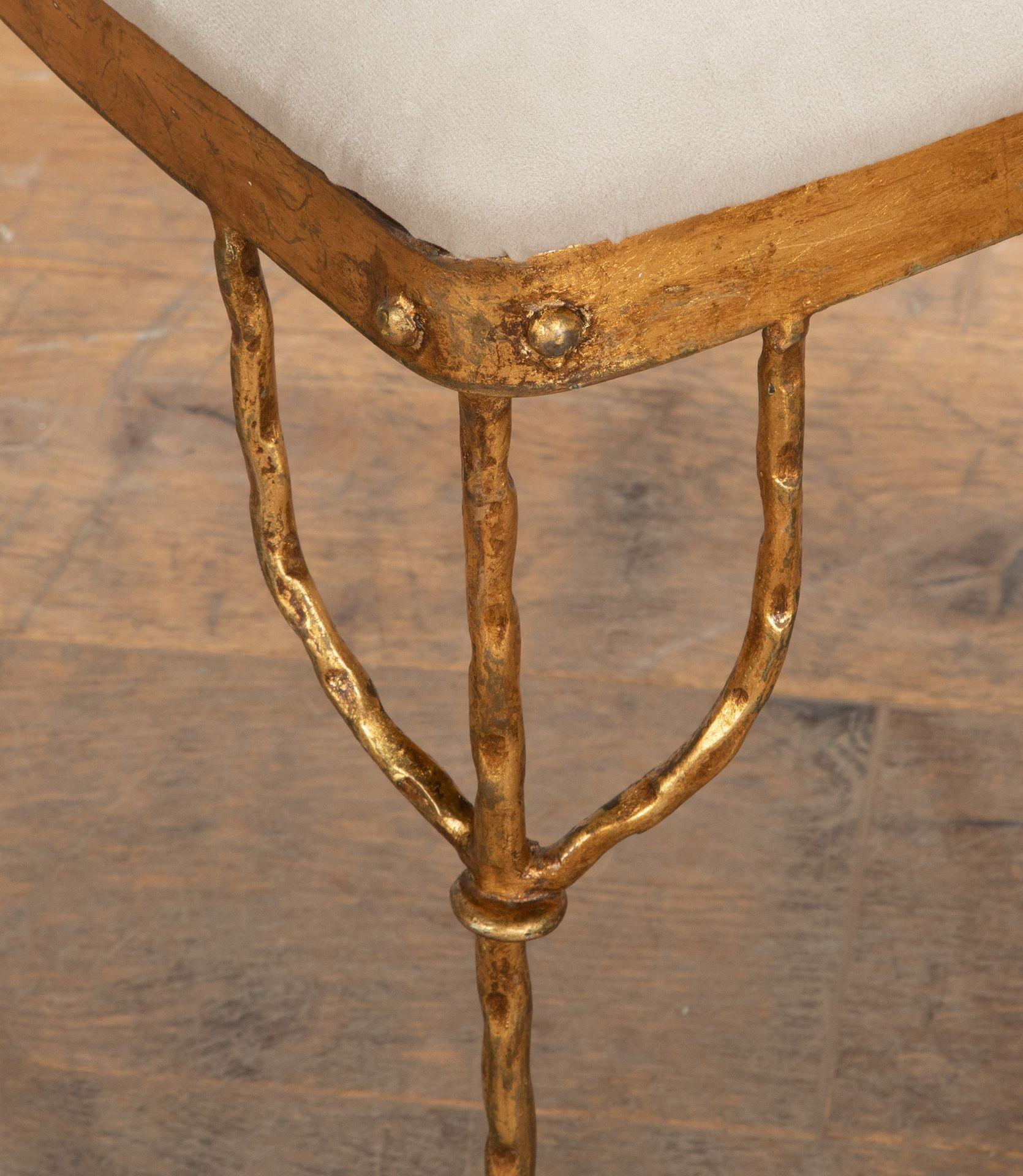 Set of Four Mid-Century Italian Gold Leaf Metal Chairs For Sale 4
