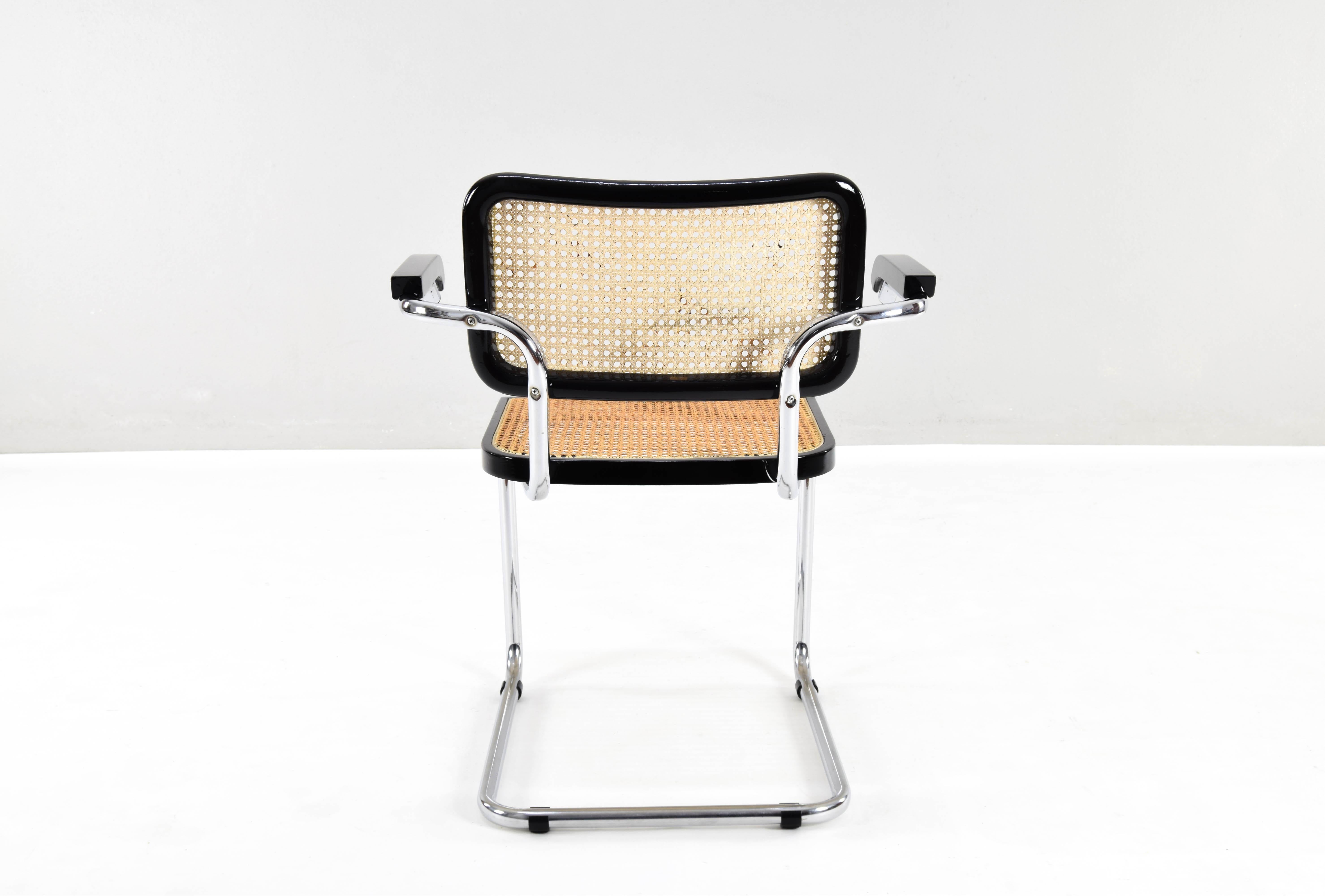 Set of Four Mid-Century Italian Modern Marcel Breuer B64 Cesca Chairs, 1970 2