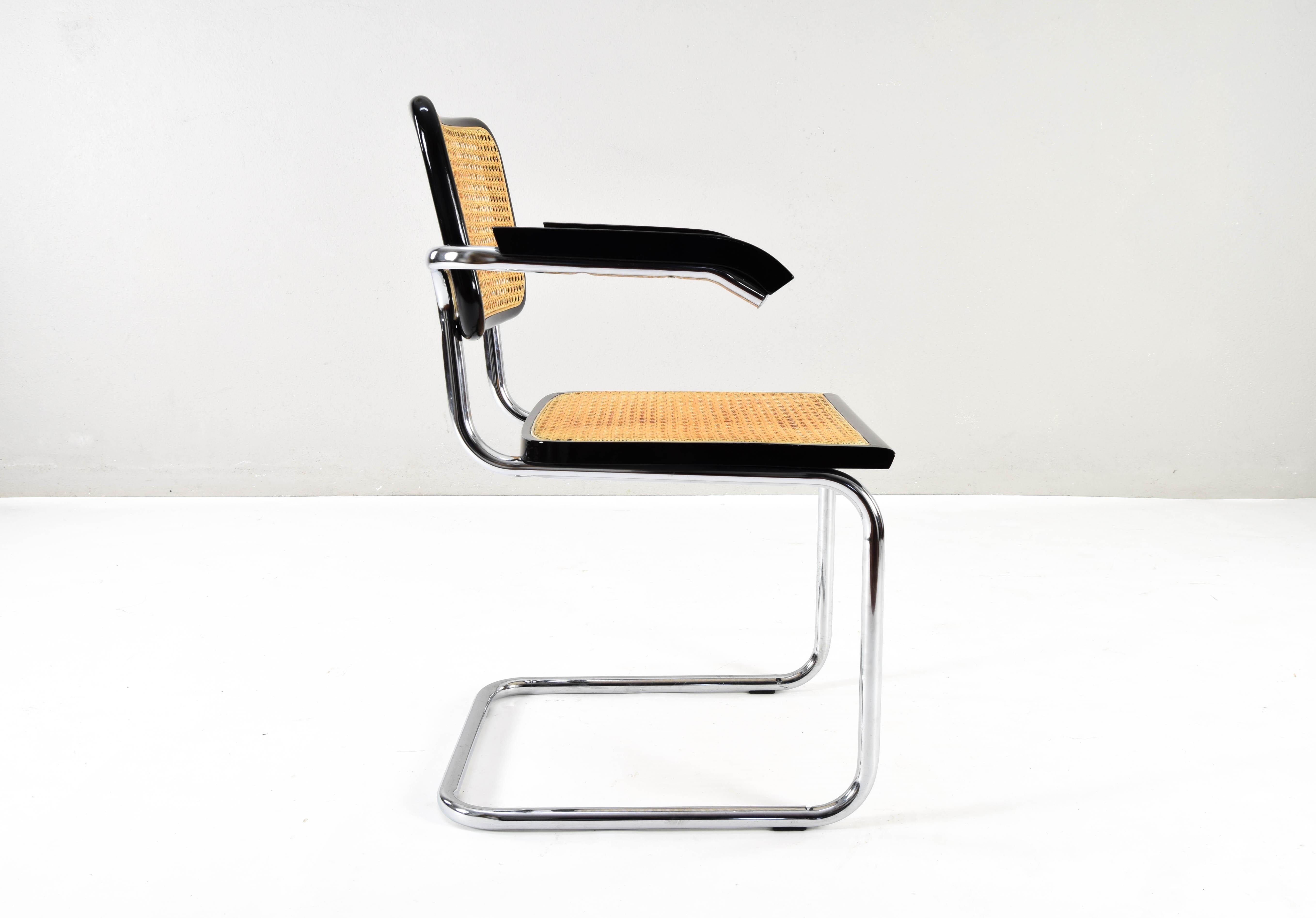 Set of Four Mid-Century Italian Modern Marcel Breuer B64 Cesca Chairs, 1970 5