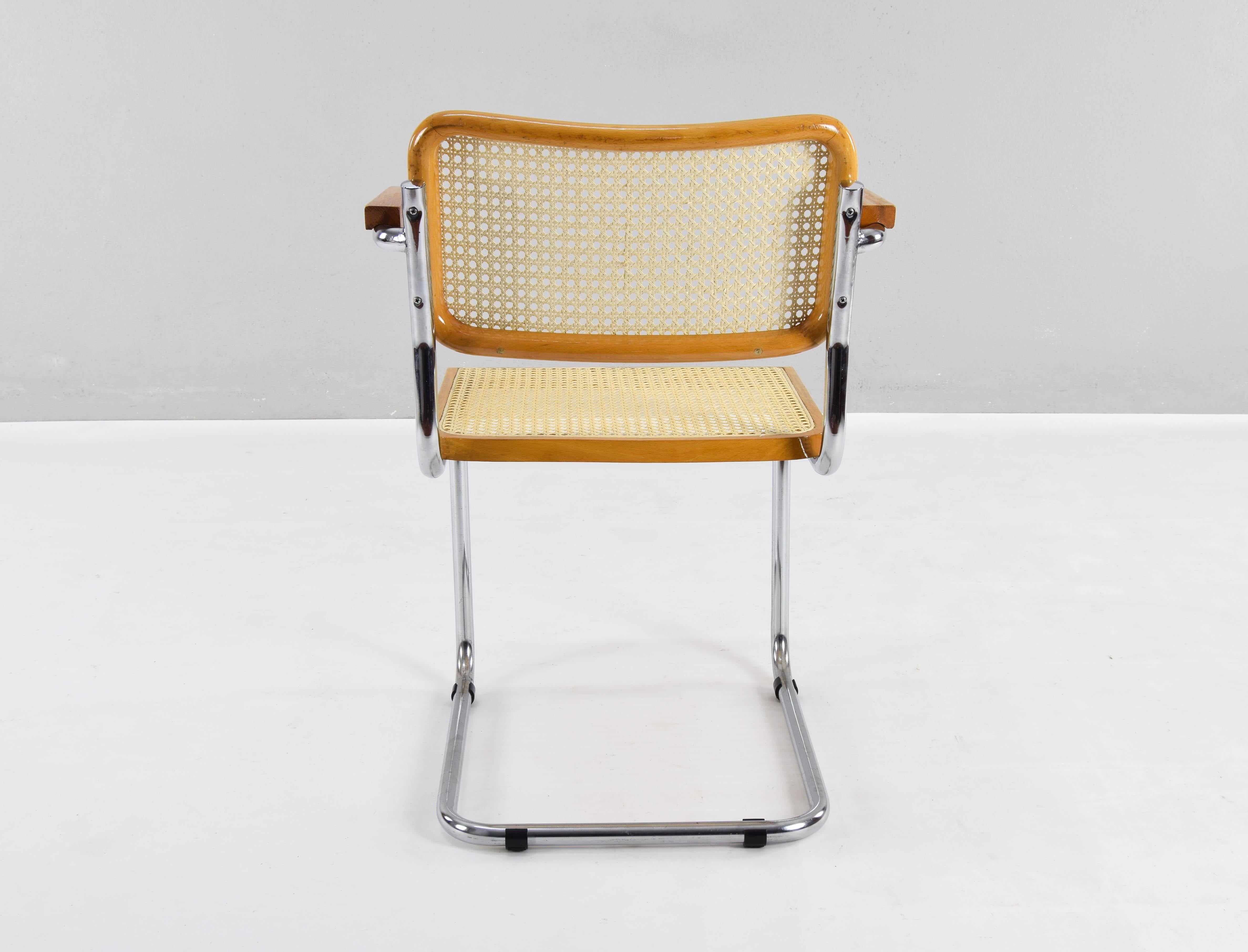 Set of Four Mid-Century Italian Modern Marcel Breuer B64 Cesca Chairs, 1970 6
