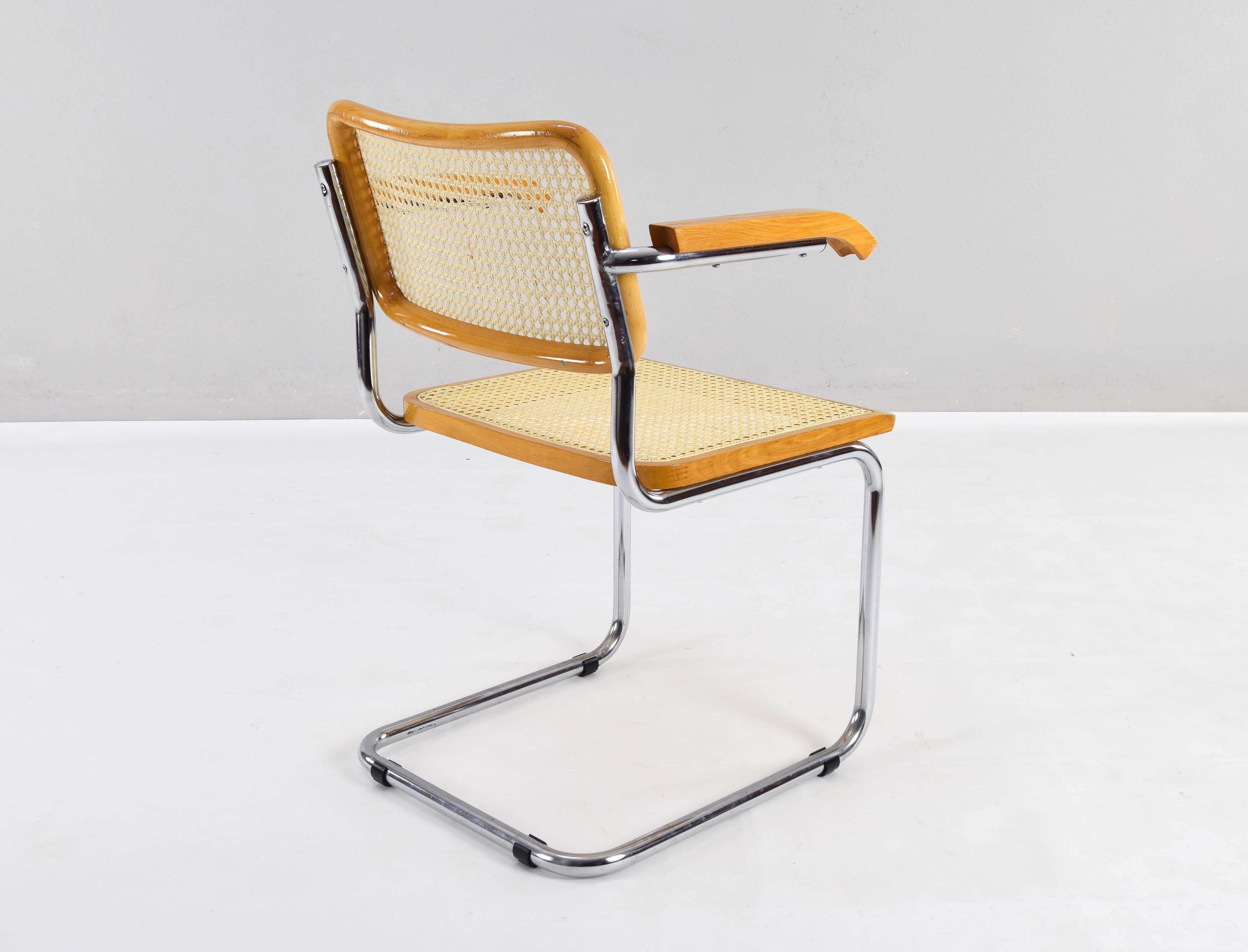 Set of Four Mid-Century Italian Modern Marcel Breuer B64 Cesca Chairs, 1970 6