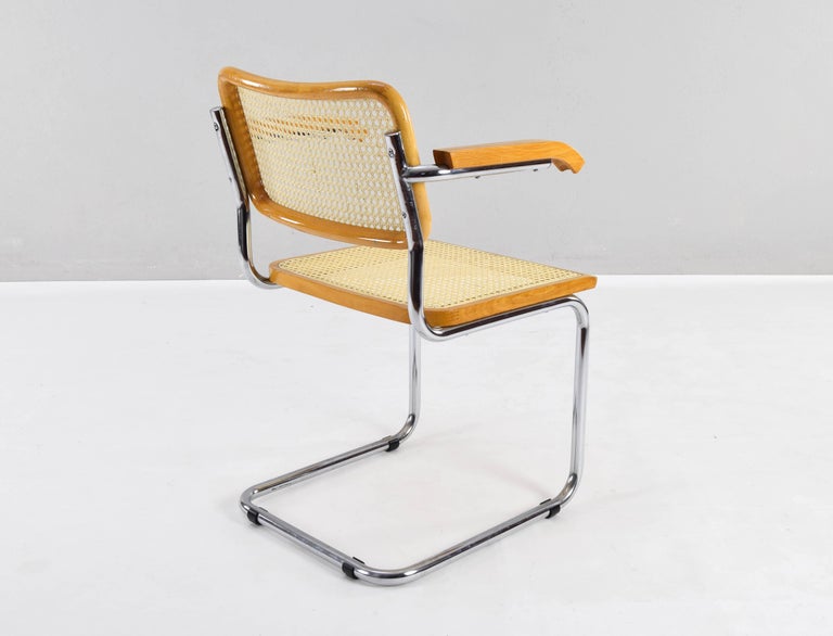 Set of Four Mid-Century Italian Modern Marcel Breuer B64 Cesca Chairs, 1970 For Sale 7
