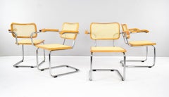 Juego de cuatro sillas Cesca B64 de la modernidad italiana de mediados de siglo de Marcel Breuer, 1970