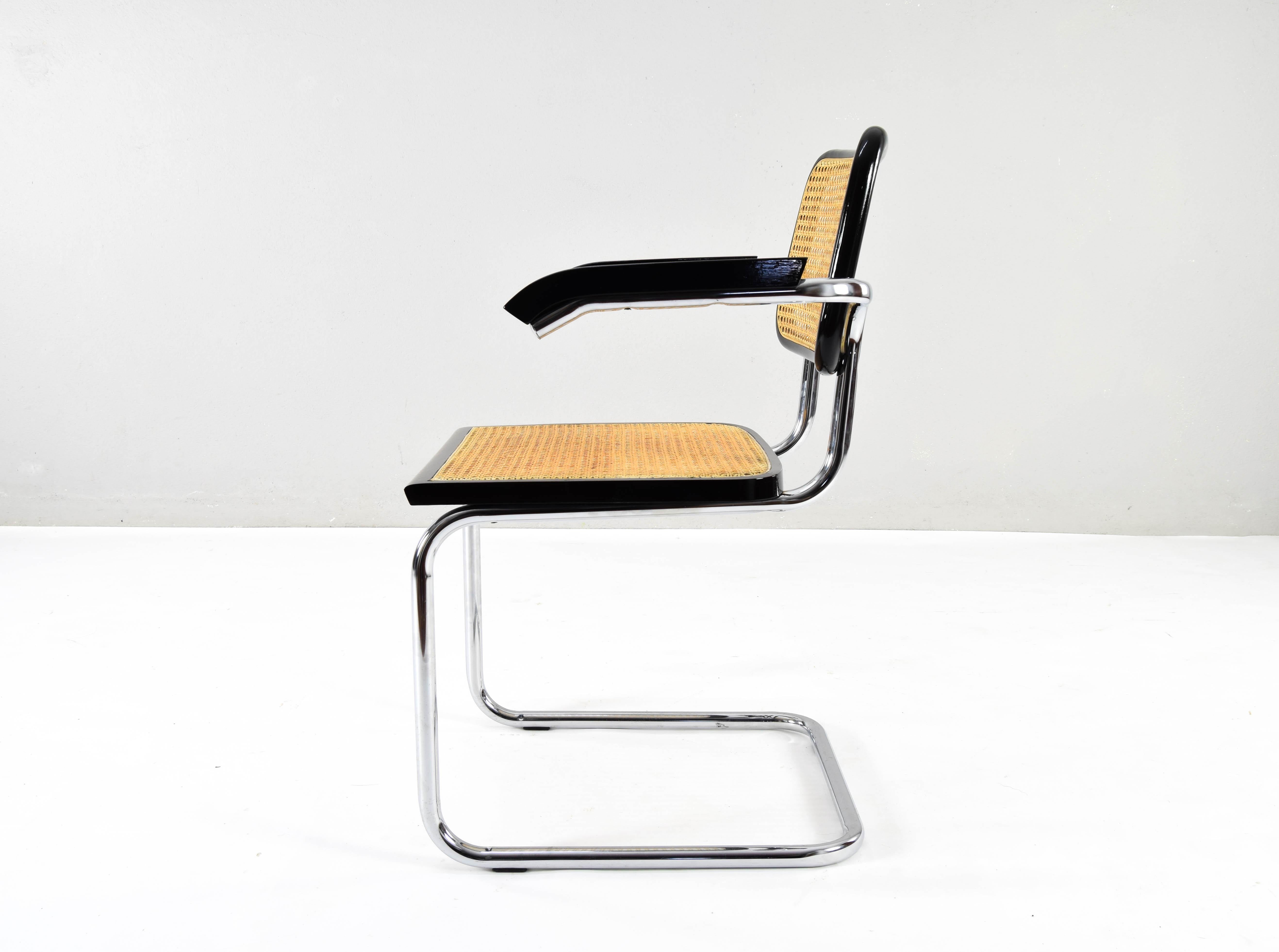 Set of Four Mid-Century Italian Modern Marcel Breuer B64 Cesca Chairs, 1970 1