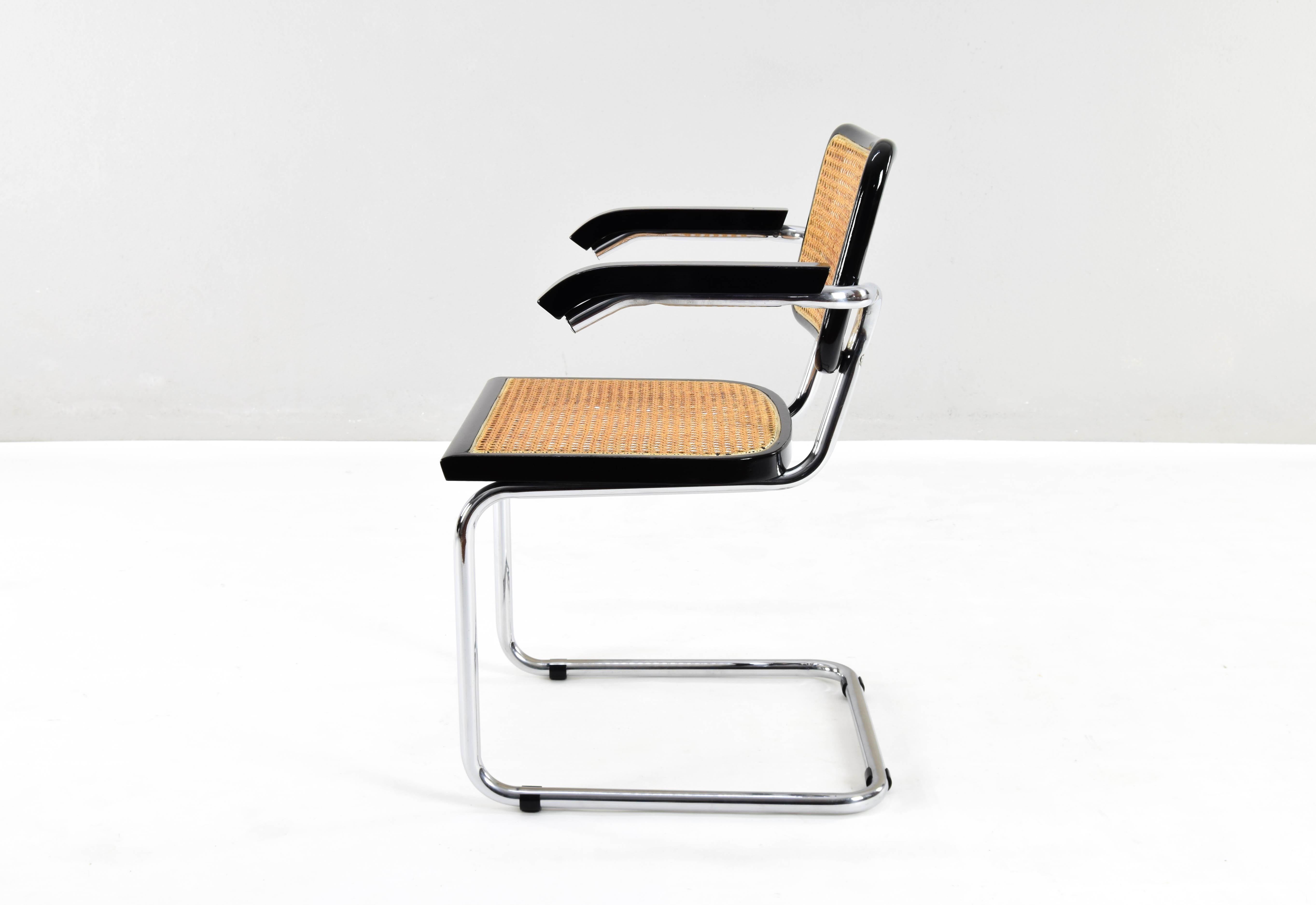Chrome Set of Four Mid-Century Italian Modern Marcel Breuer B64 Cesca Chairs, 1970