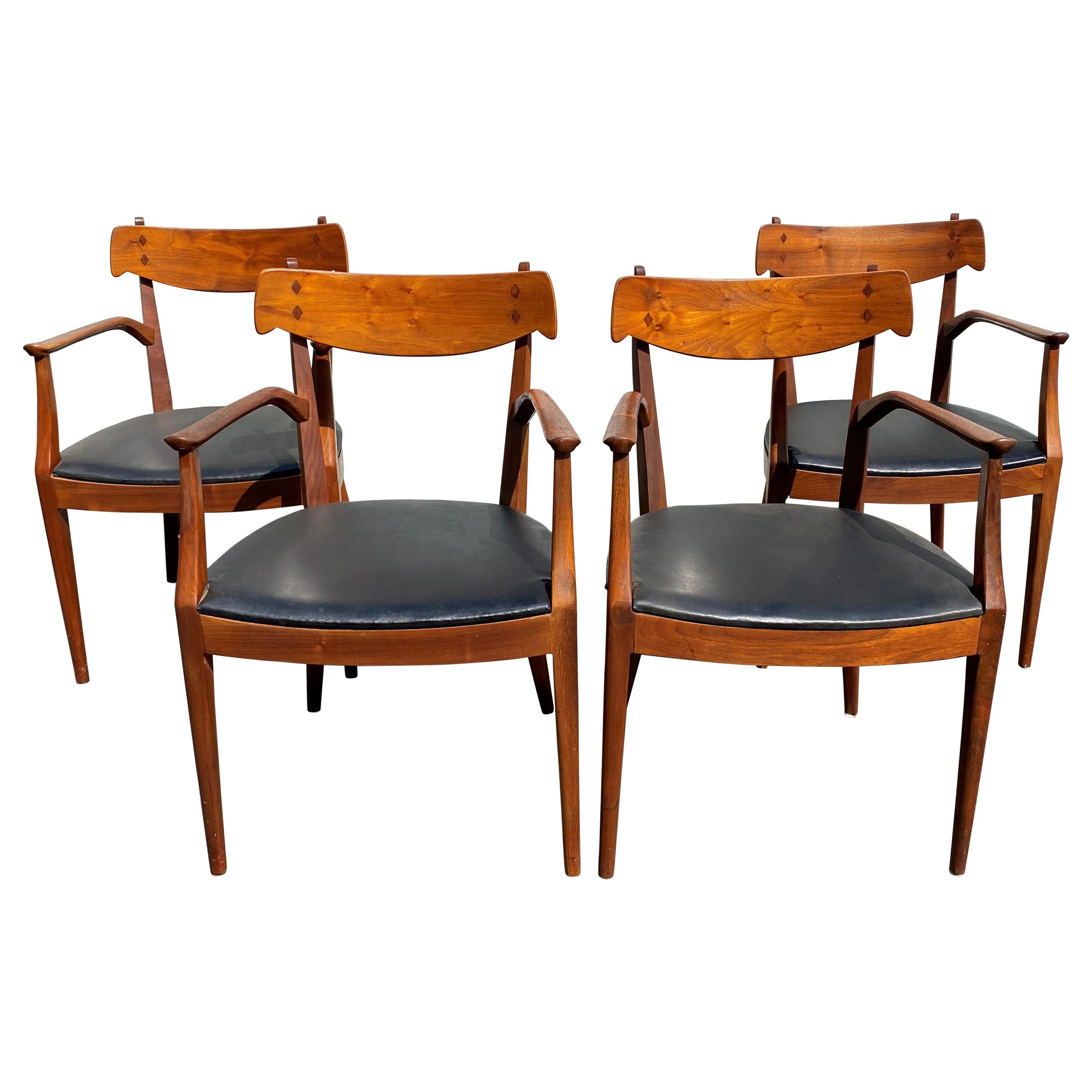 Set of Four Mid Century Kipp Stewart “Declaration” Arm Chairs for Drexel