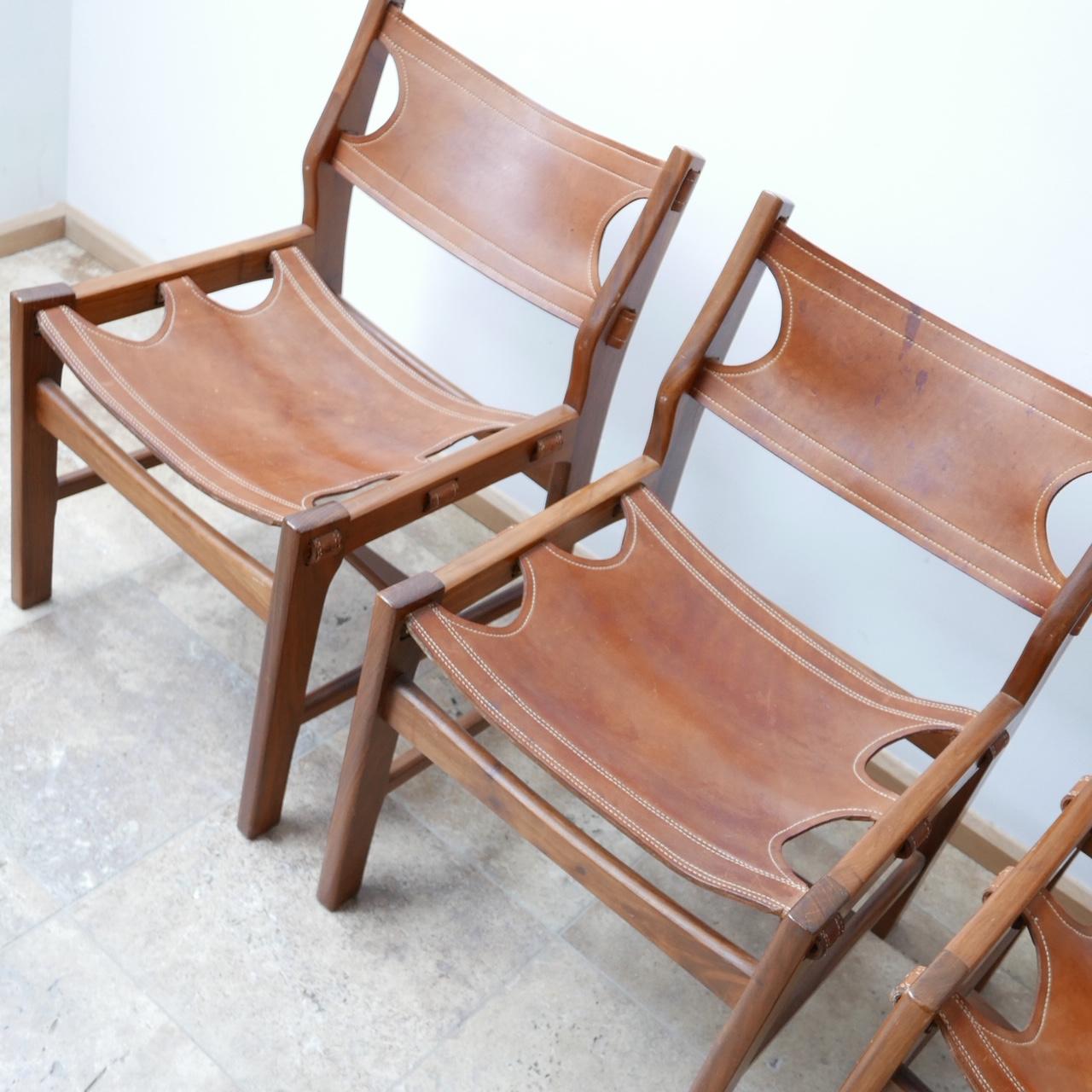 Set of Four Mid-Century Leather Dining Chairs in manner of Sergio Rodrigues 5