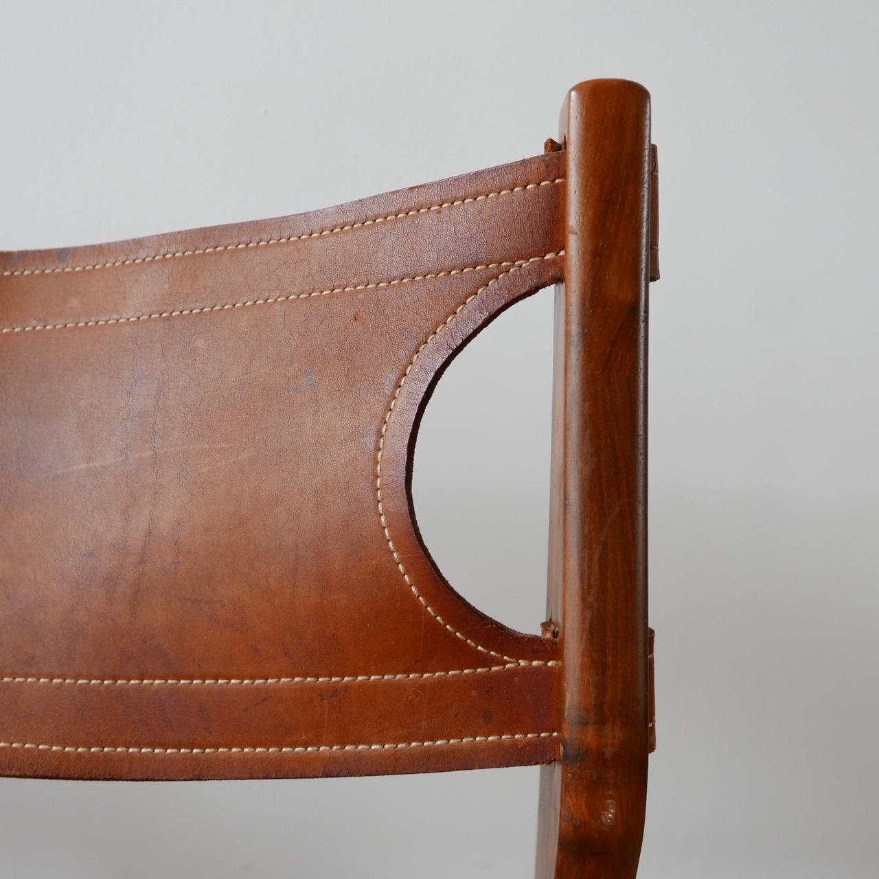 20th Century Set of Four Mid-Century Leather Dining Chairs in manner of Sergio Rodrigues