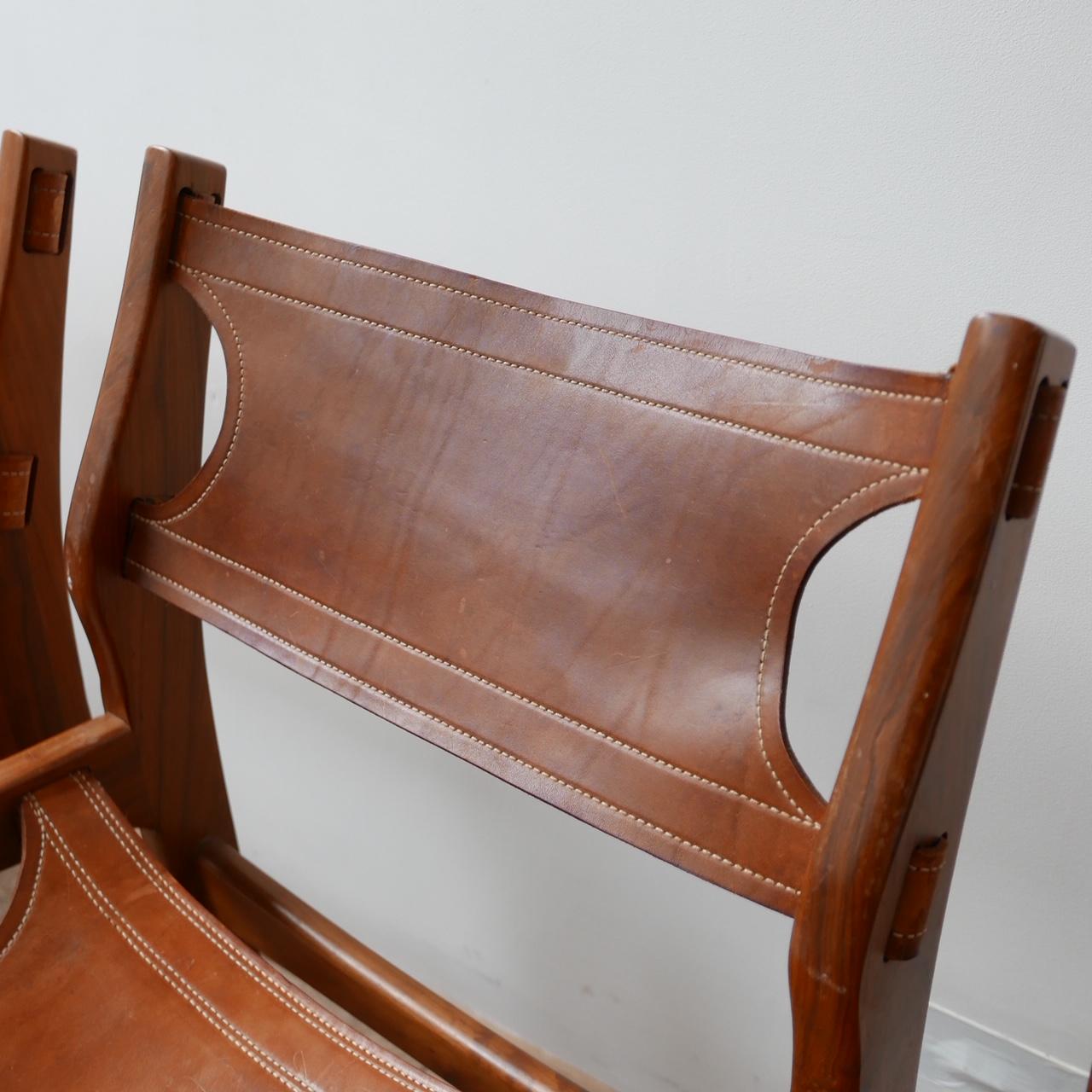 Set of Four Mid-Century Leather Dining Chairs in manner of Sergio Rodrigues 2