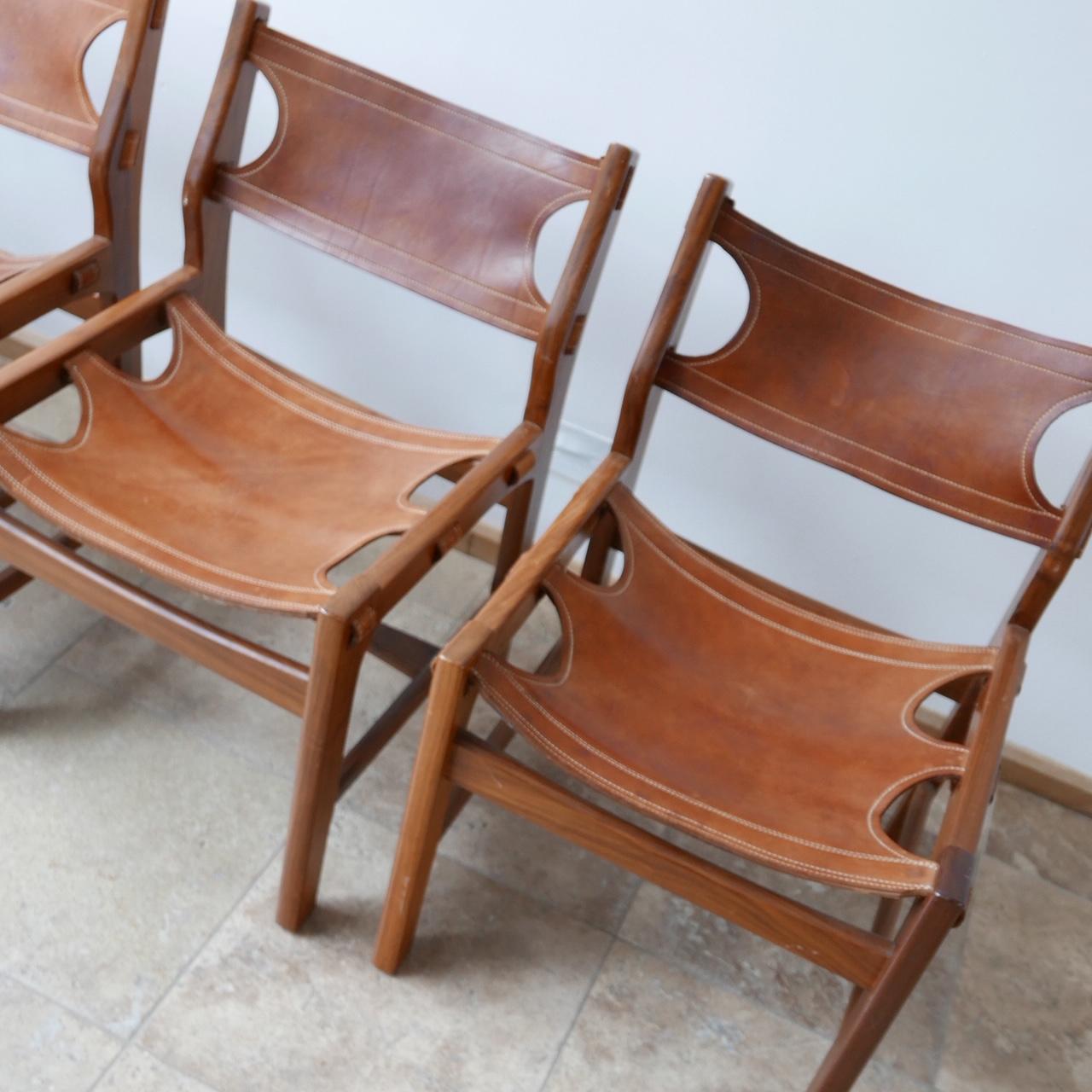 Set of Four Mid-Century Leather Dining Chairs in manner of Sergio Rodrigues 4