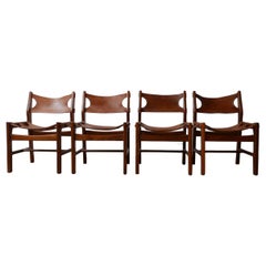 Set of Four Mid-Century Leather Dining Chairs in manner of Sergio Rodrigues