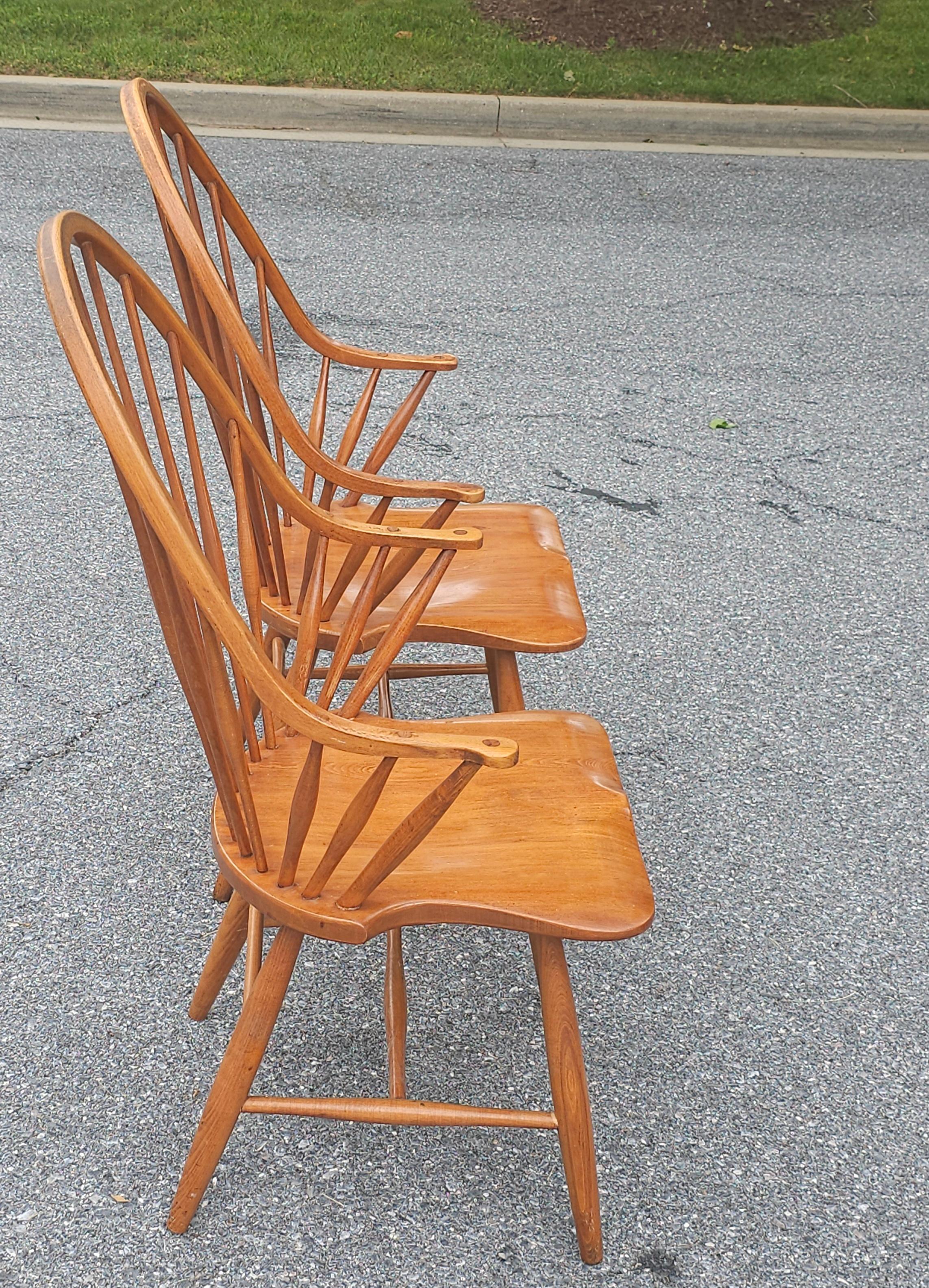 Set of Four Mid Century Maple Windsor Style Continuous Armchairs For Sale 10