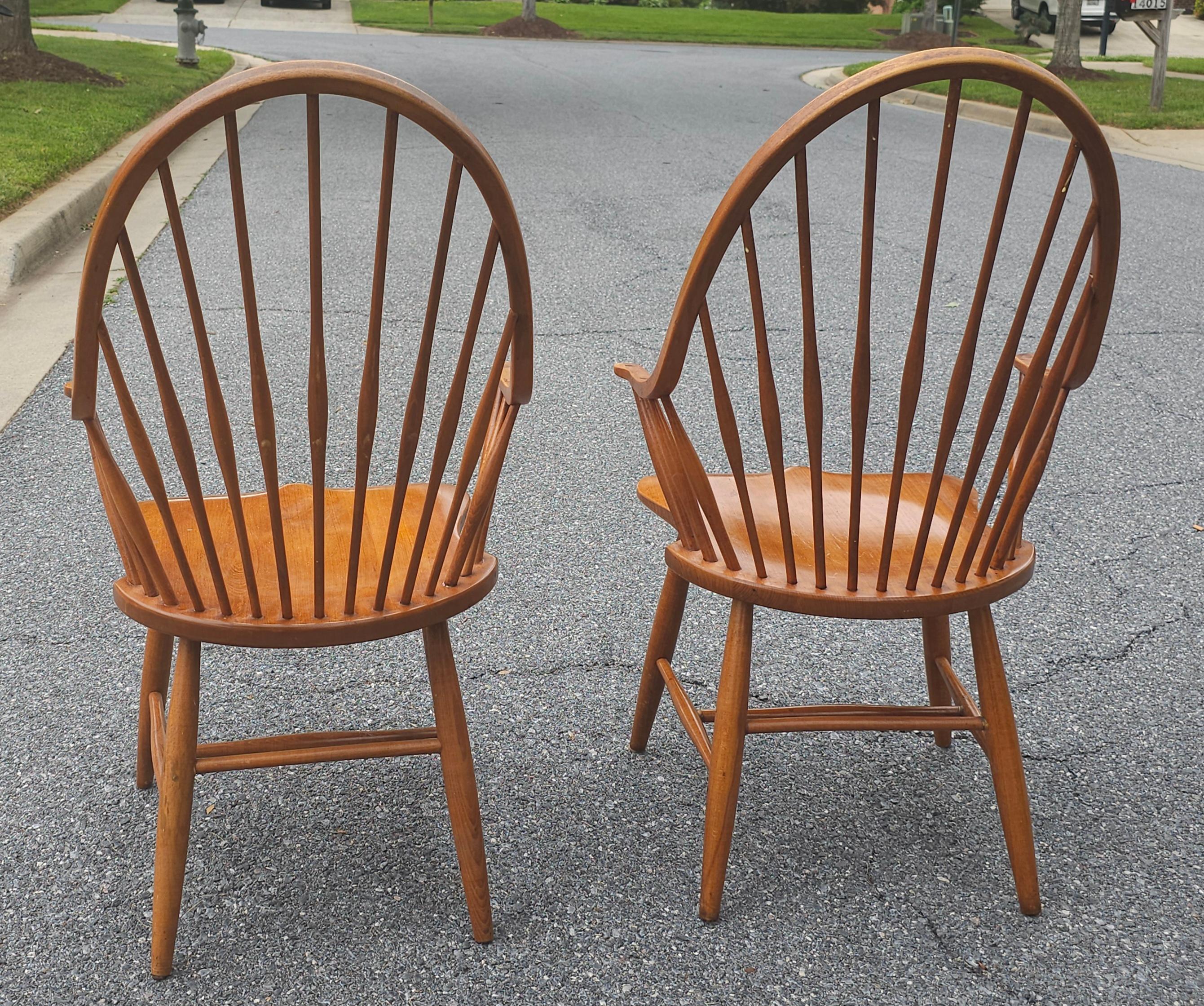 Set of Four Mid Century Maple Windsor Style Continuous Armchairs For Sale 11