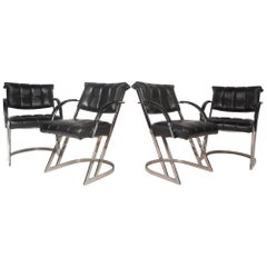 Used Set of Four Mid-Century Milo Baughman Style Cantilever Chairs