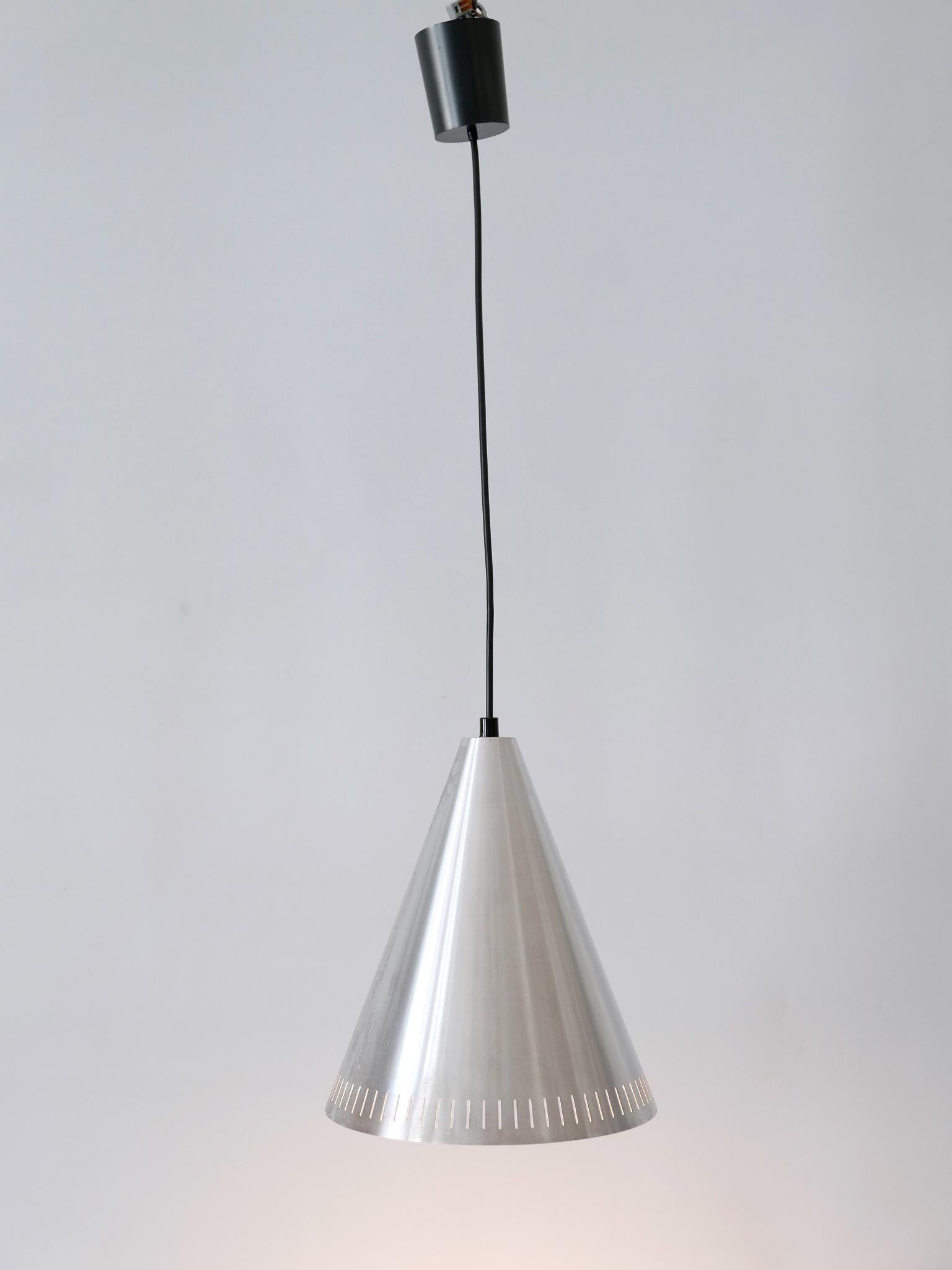 Late 20th Century Set of Four Mid Century Modern Aluminium Pendant Lamps by Goldkant 1970s Germany For Sale