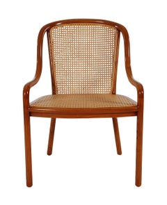 Set of Four Mid-Century Modern Armchair Dining Chairs, Ward Bennet Cane and Oak