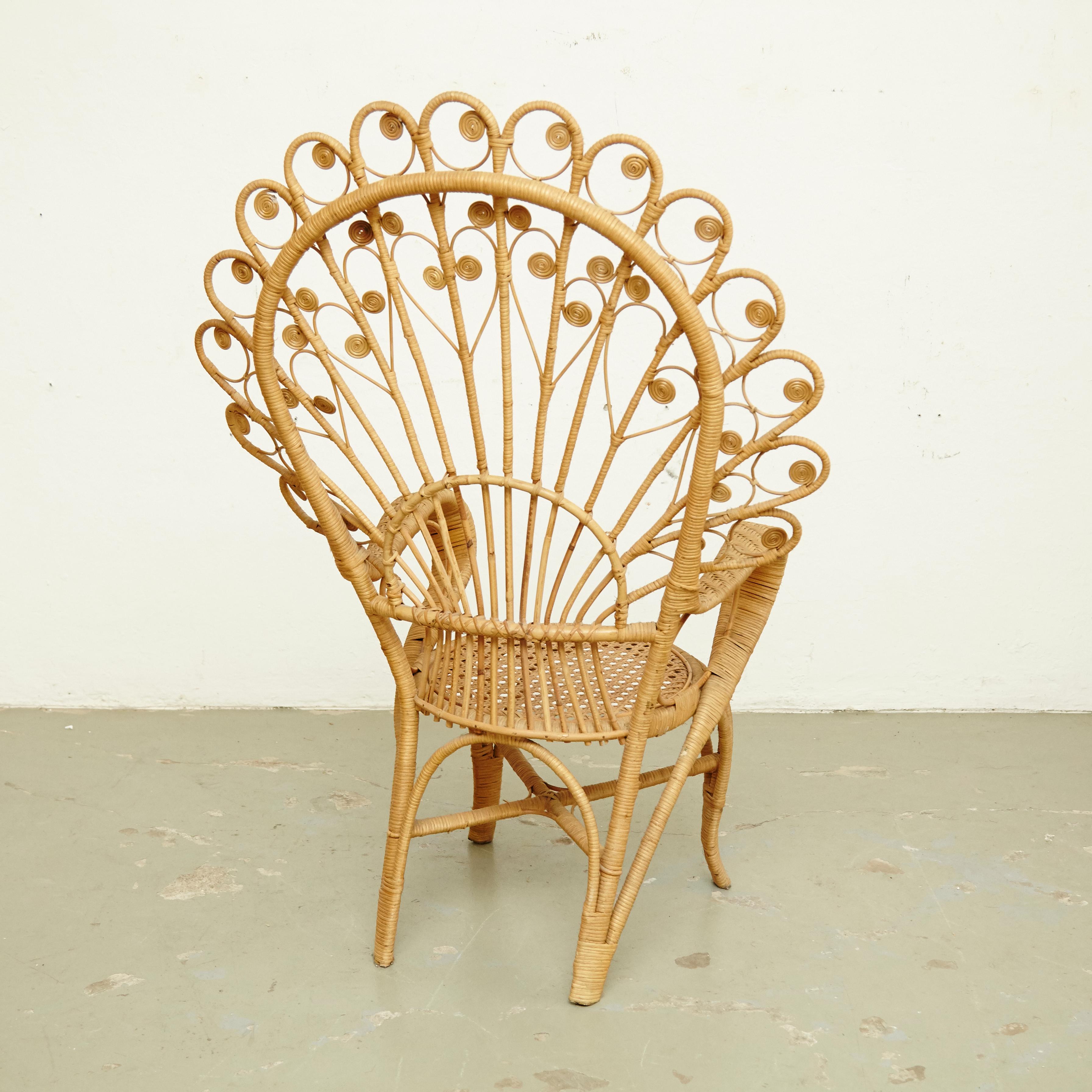 Set of Four Mid-Century Modern Bamboo and Rattan Chair, circa 1960 5