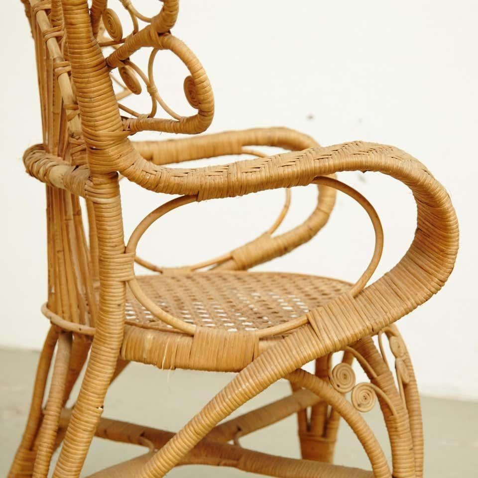 Set of Four Mid-Century Modern Bamboo and Rattan Chair, circa 1960 For Sale 6