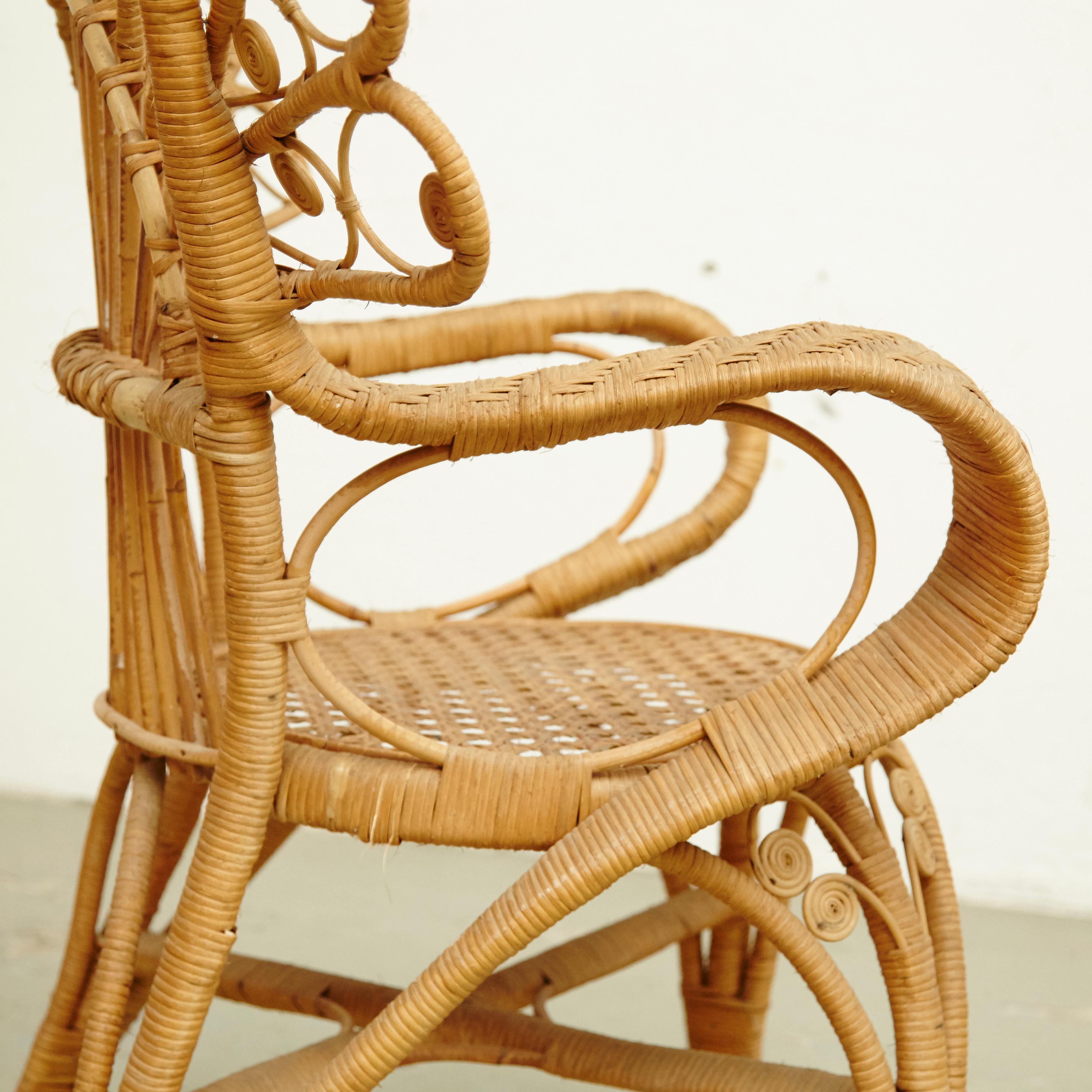 Set of Four Mid-Century Modern Bamboo and Rattan Chair, circa 1960 9